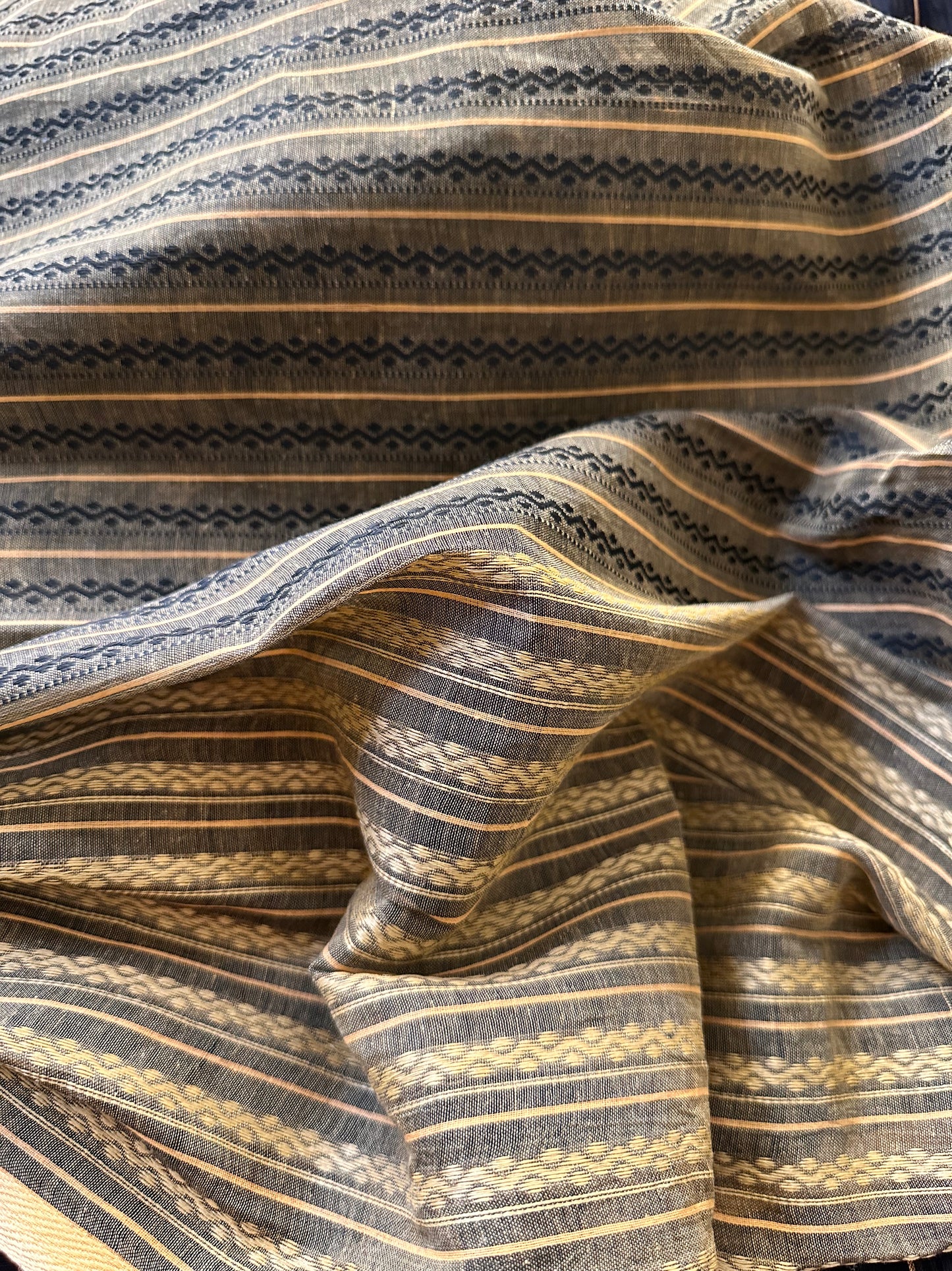 Black Pure Cotton Rudraksha Design Woven Sari - Raahini