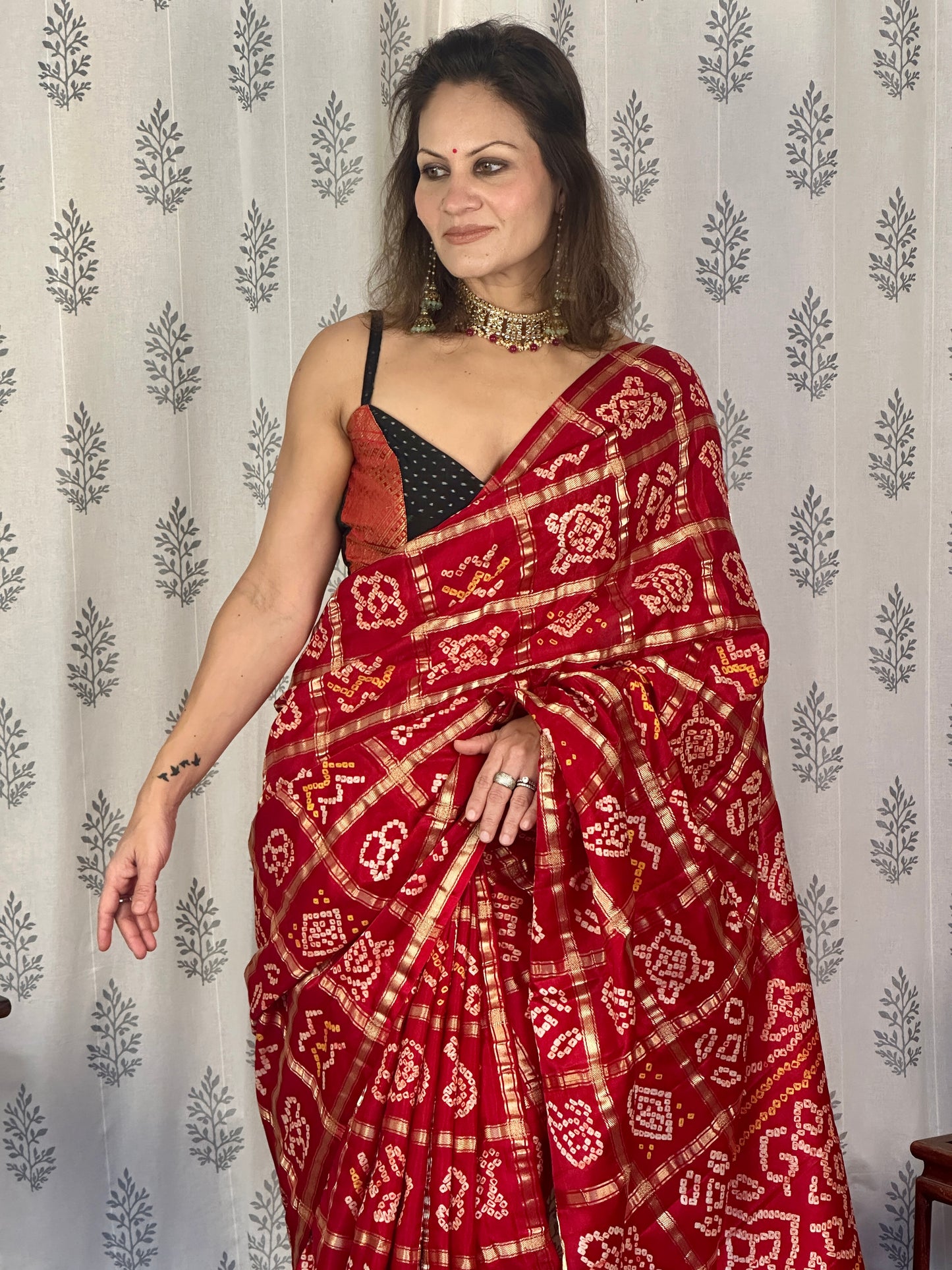 Red Pure Gajji Silk Gharchola Saree
