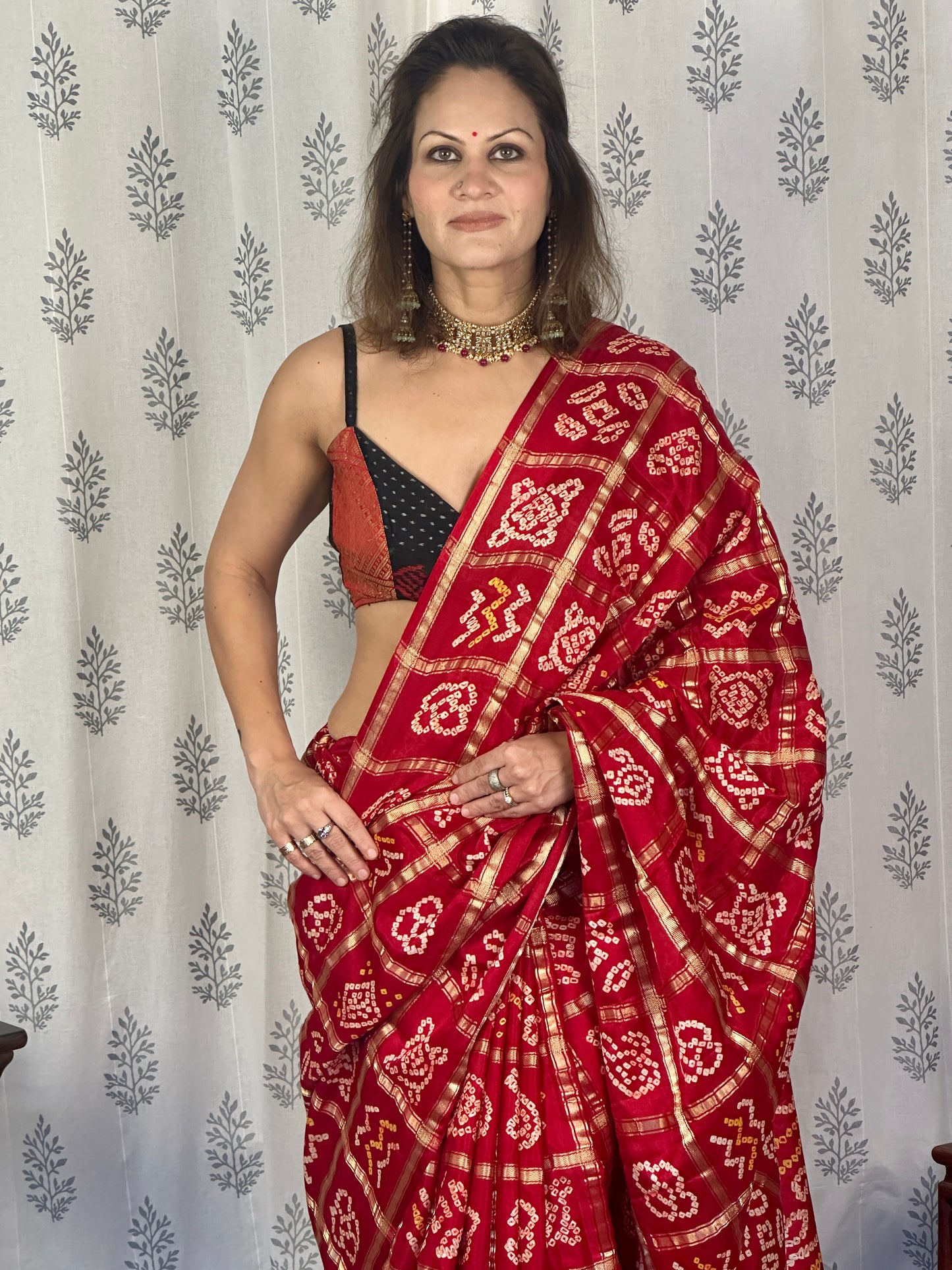 Red Pure Gajji Silk Gharchola Saree
