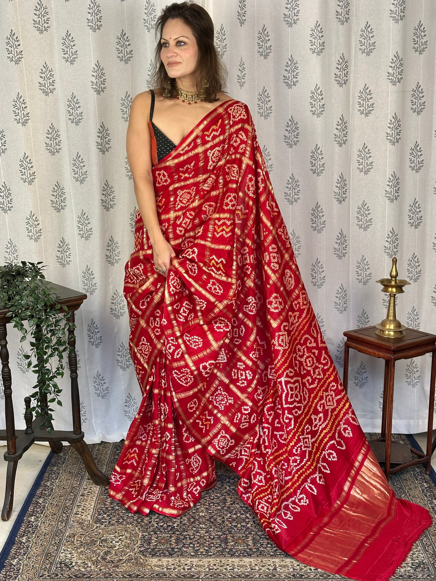 Red Pure Gajji Silk Gharchola Saree