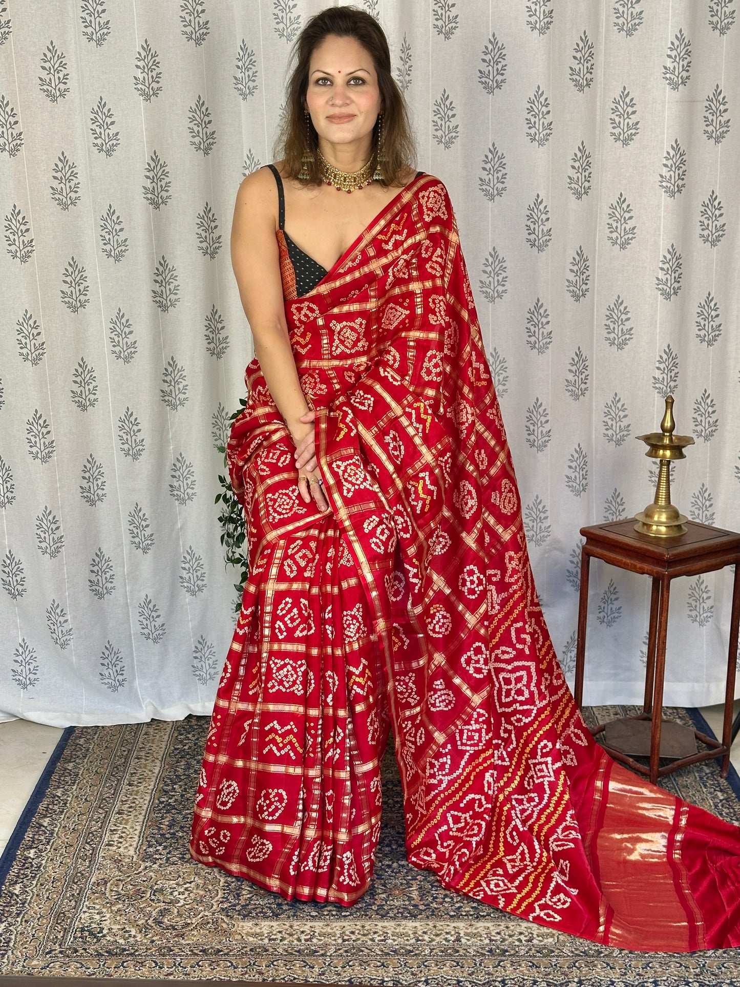 Red Pure Gajji Silk Gharchola Saree
