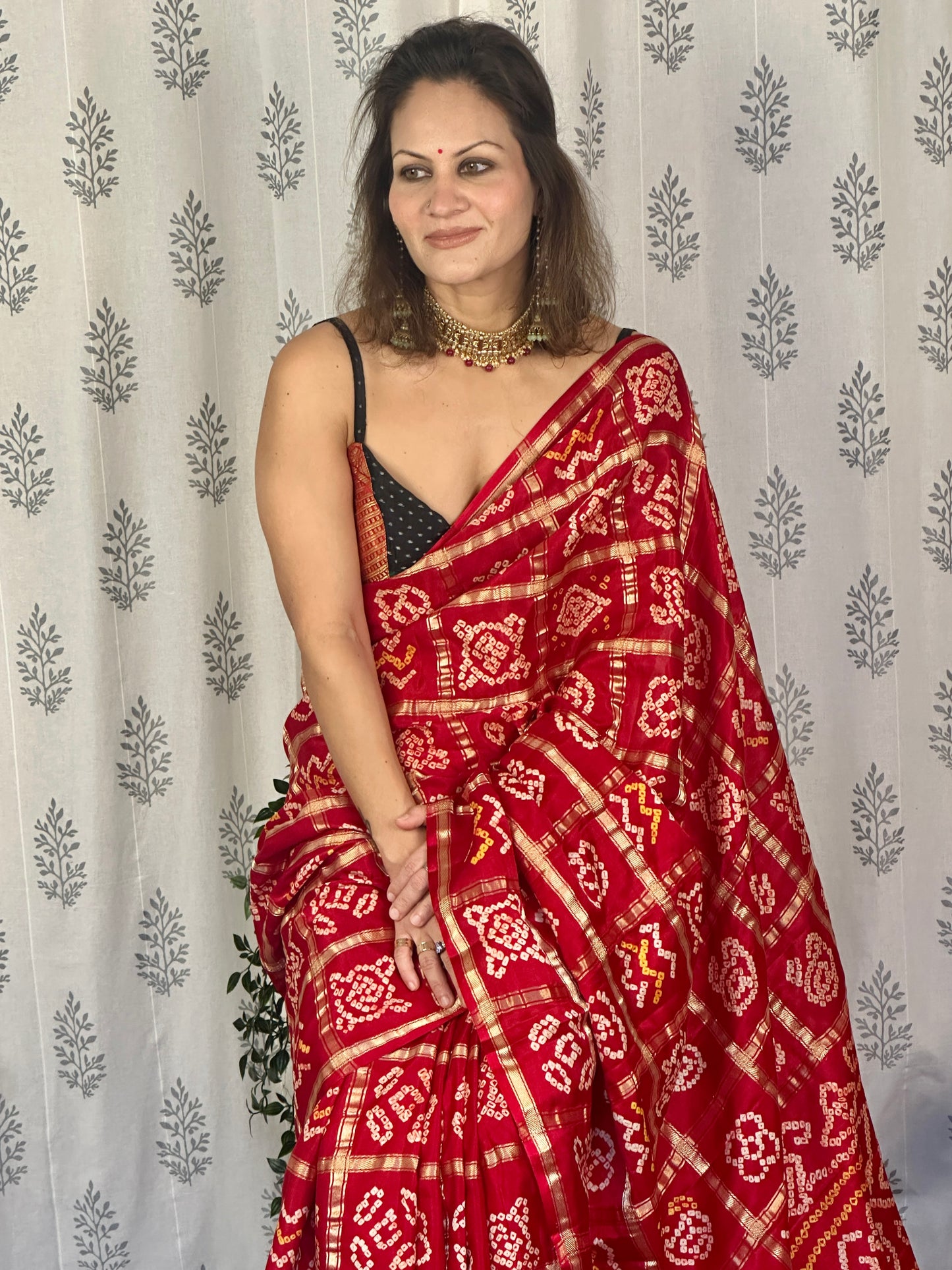 Red Pure Gajji Silk Gharchola Saree