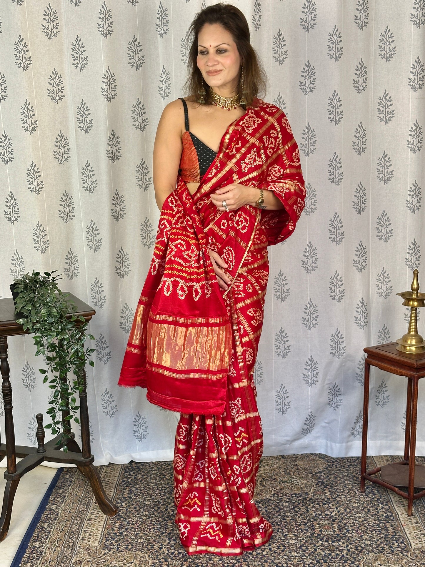 Red Pure Gajji Silk Gharchola Saree