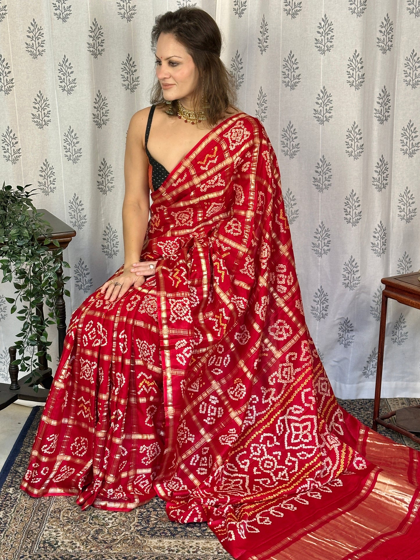 Red Pure Gajji Silk Gharchola Saree