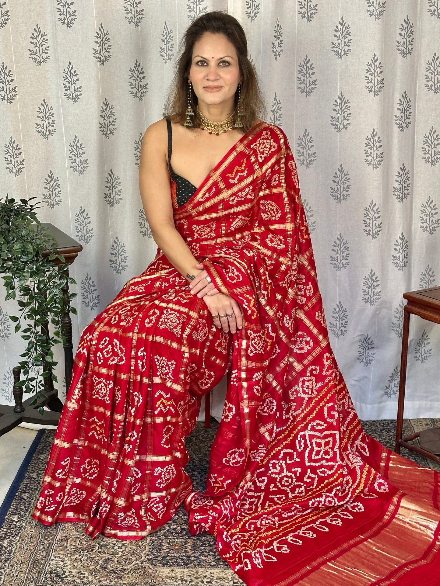 Red Pure Gajji Silk Gharchola Saree