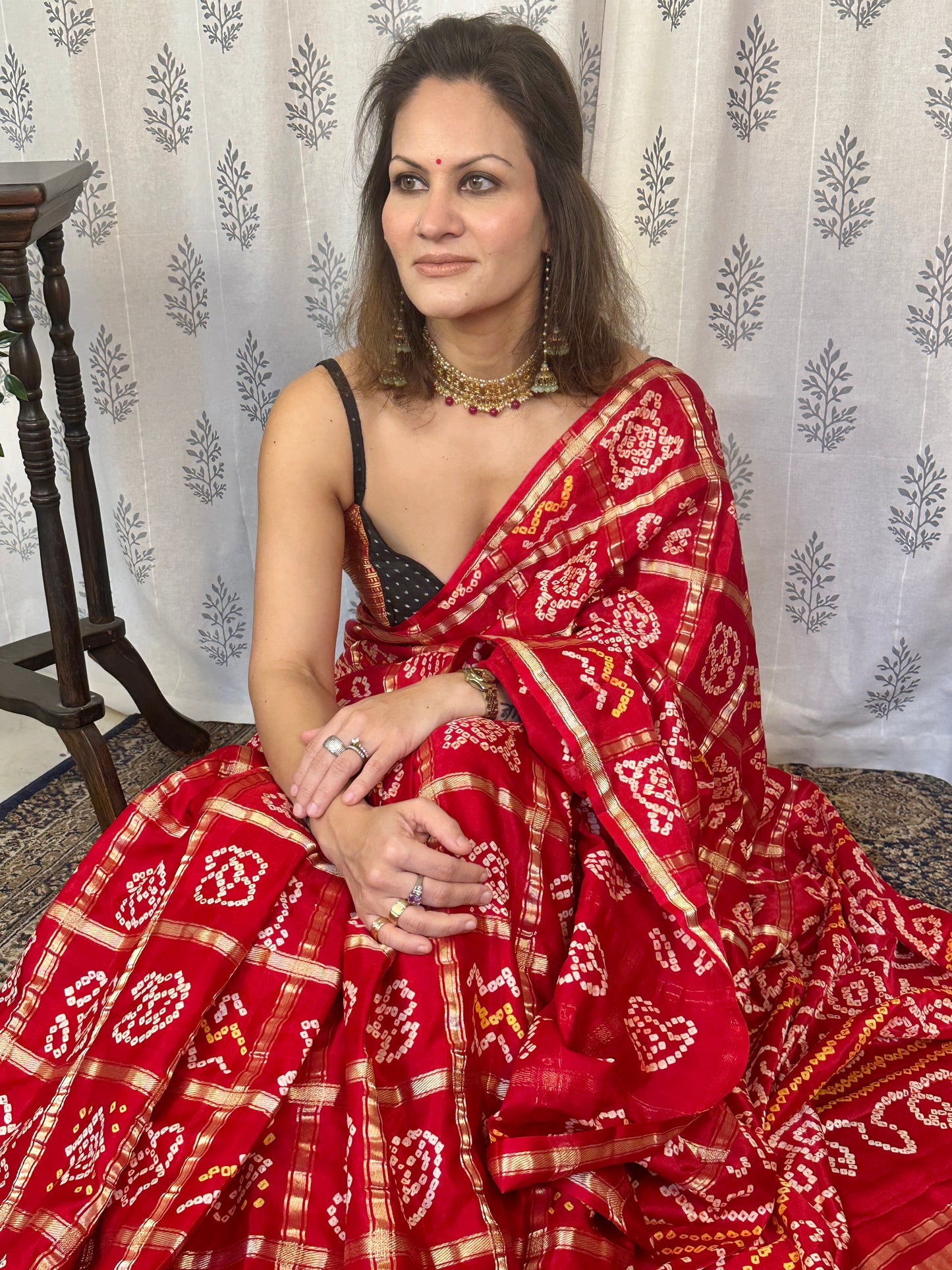 Red Pure Gajji Silk Gharchola Saree