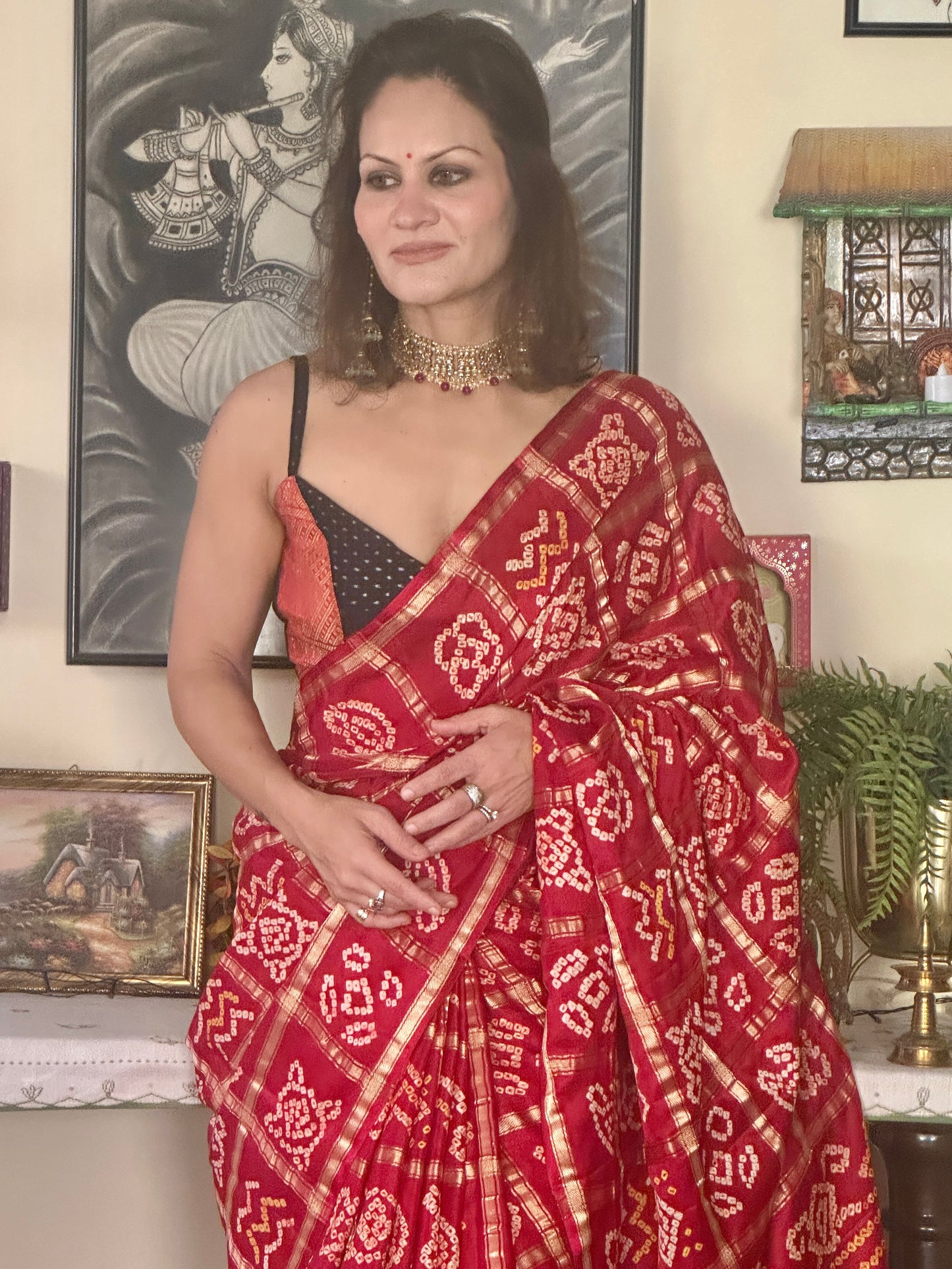 Red Pure Gajji Silk Gharchola Saree