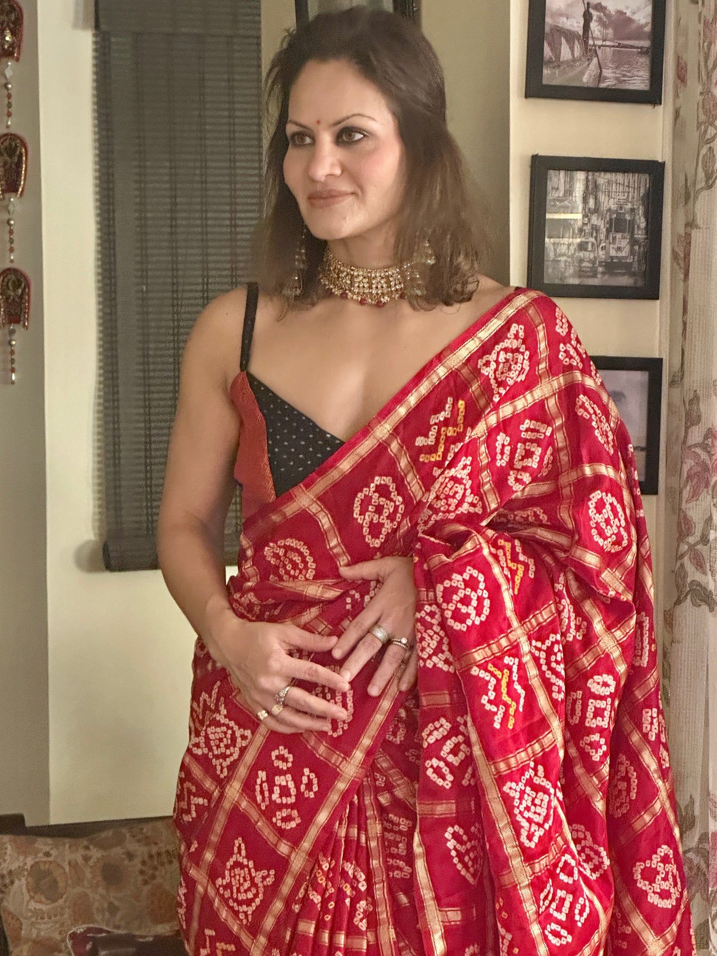 Red Pure Gajji Silk Gharchola Saree