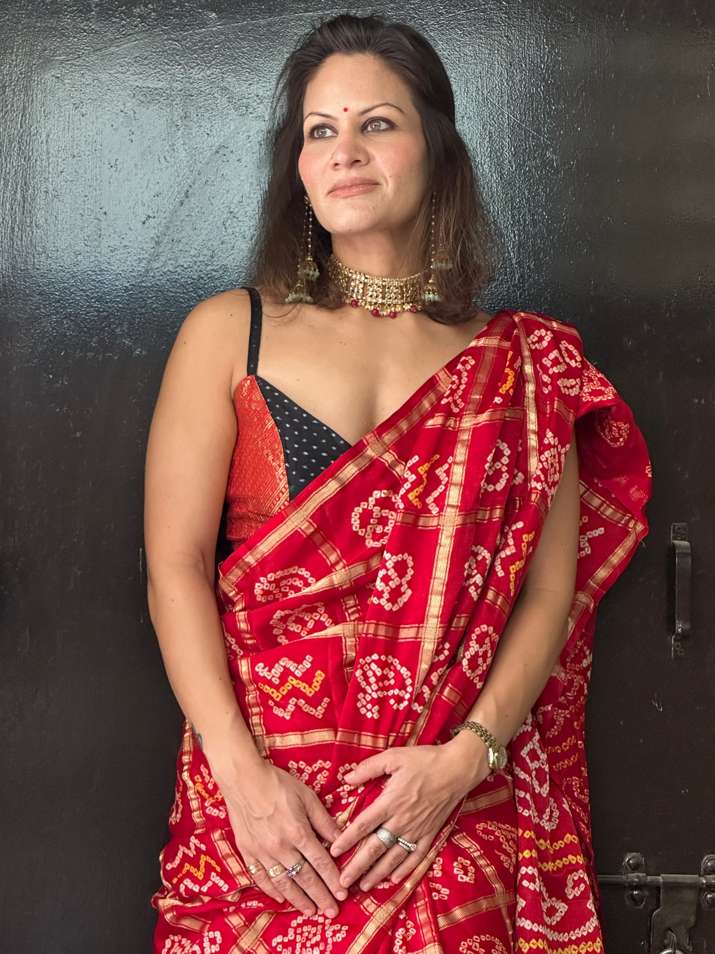 Red Pure Gajji Silk Gharchola Saree