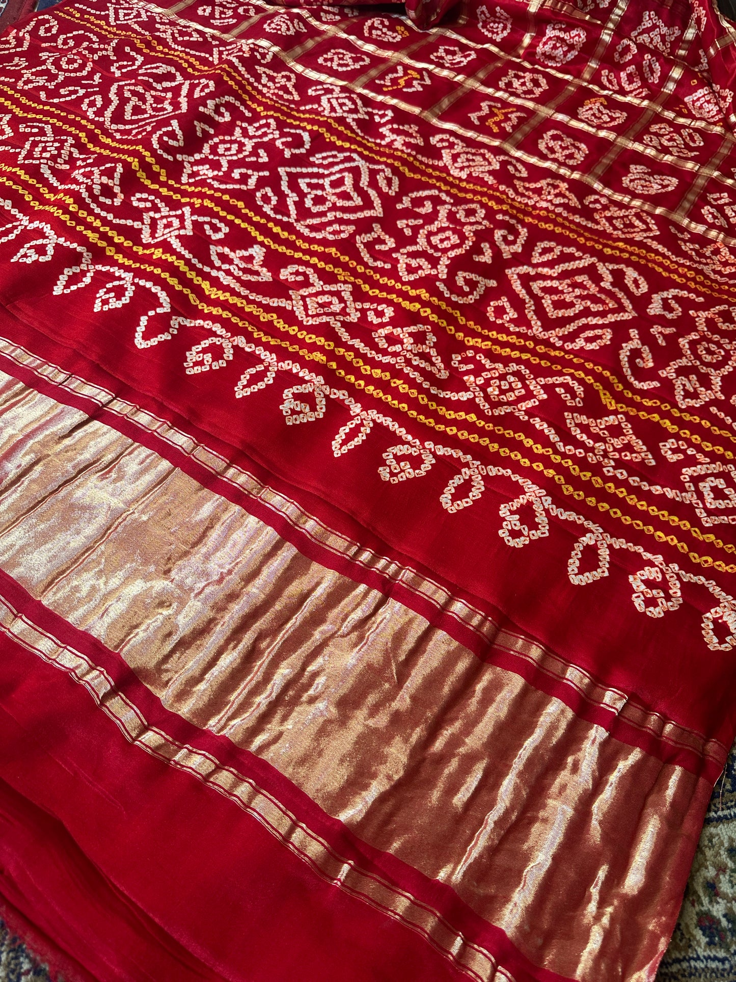 Red Pure Gajji Silk Gharchola Saree