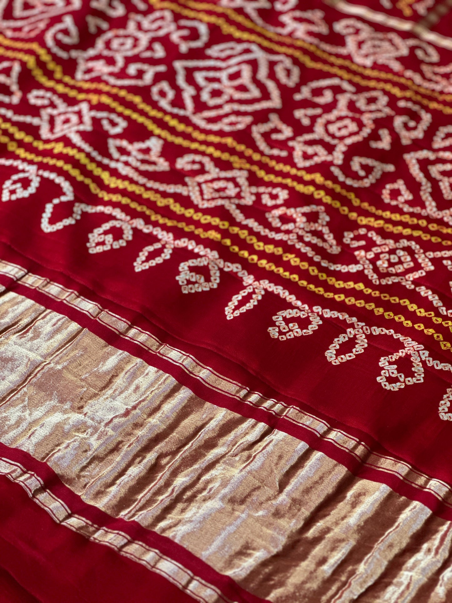 Red Pure Gajji Silk Gharchola Saree