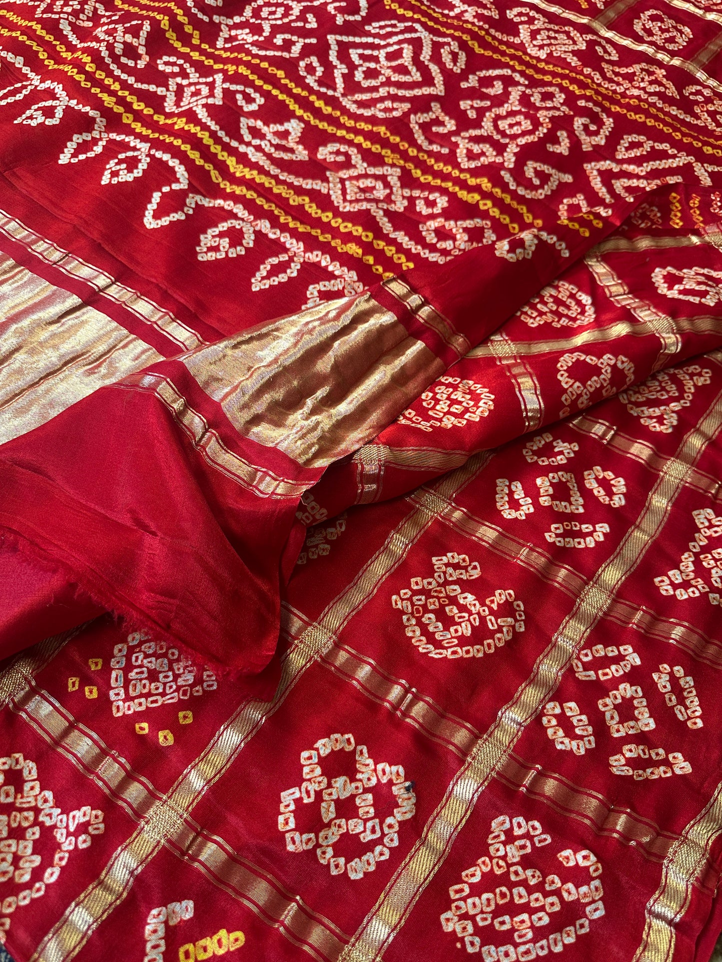 Red Pure Gajji Silk Gharchola Saree