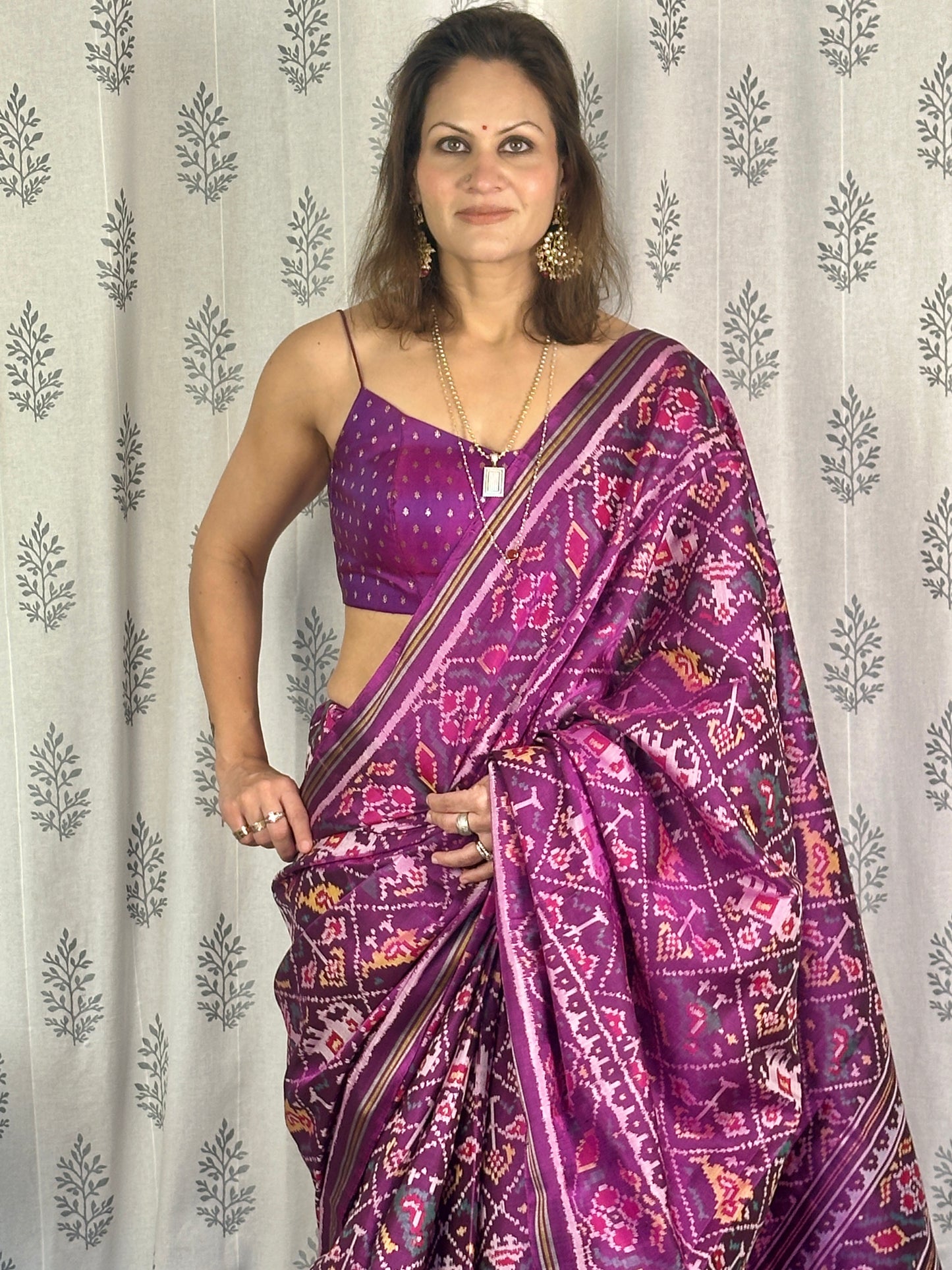 Purple Handwoven Pure Mulberry Silk Patola Saree