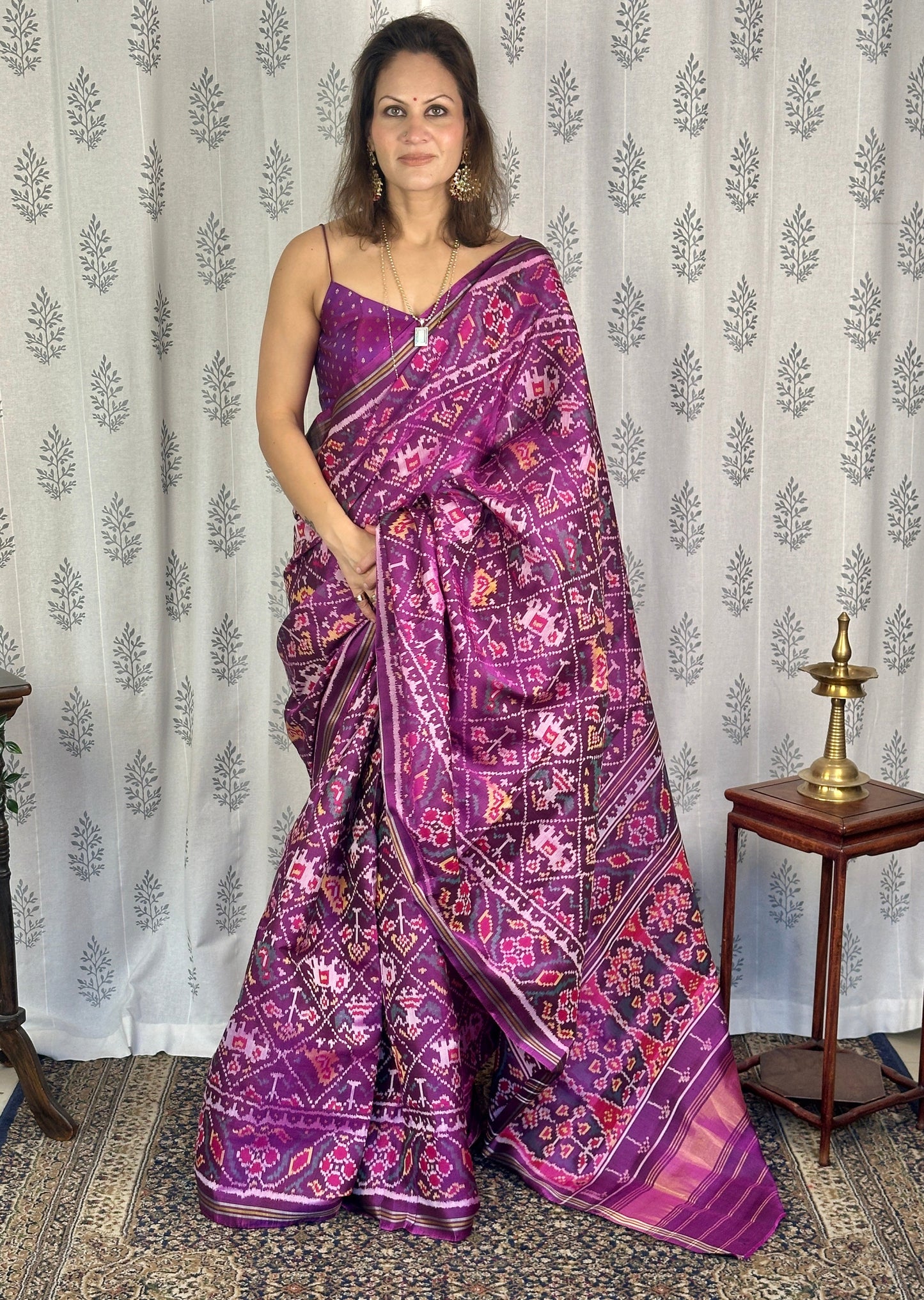 Purple Handwoven Pure Mulberry Silk Patola Saree