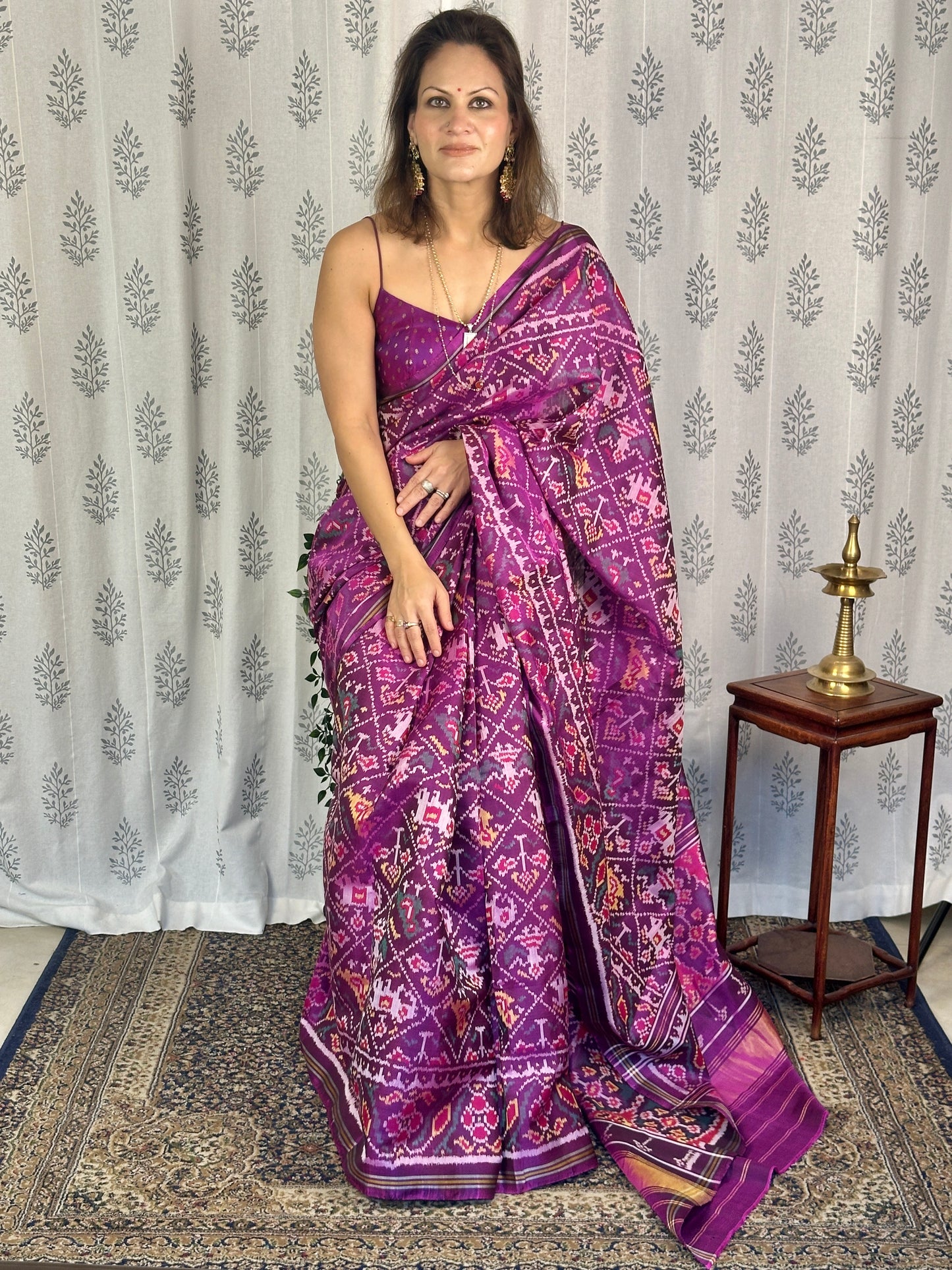 Purple Handwoven Pure Mulberry Silk Patola Saree
