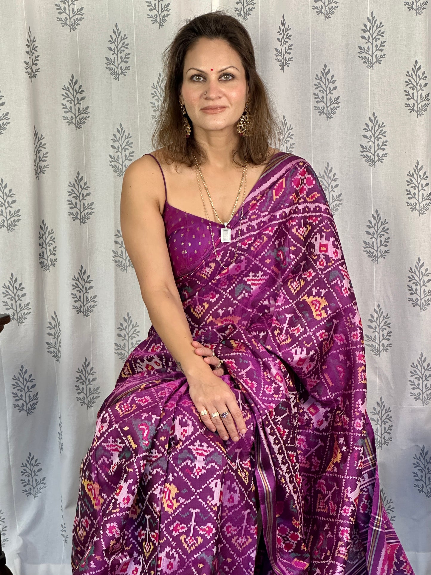 Purple Handwoven Pure Mulberry Silk Patola Saree