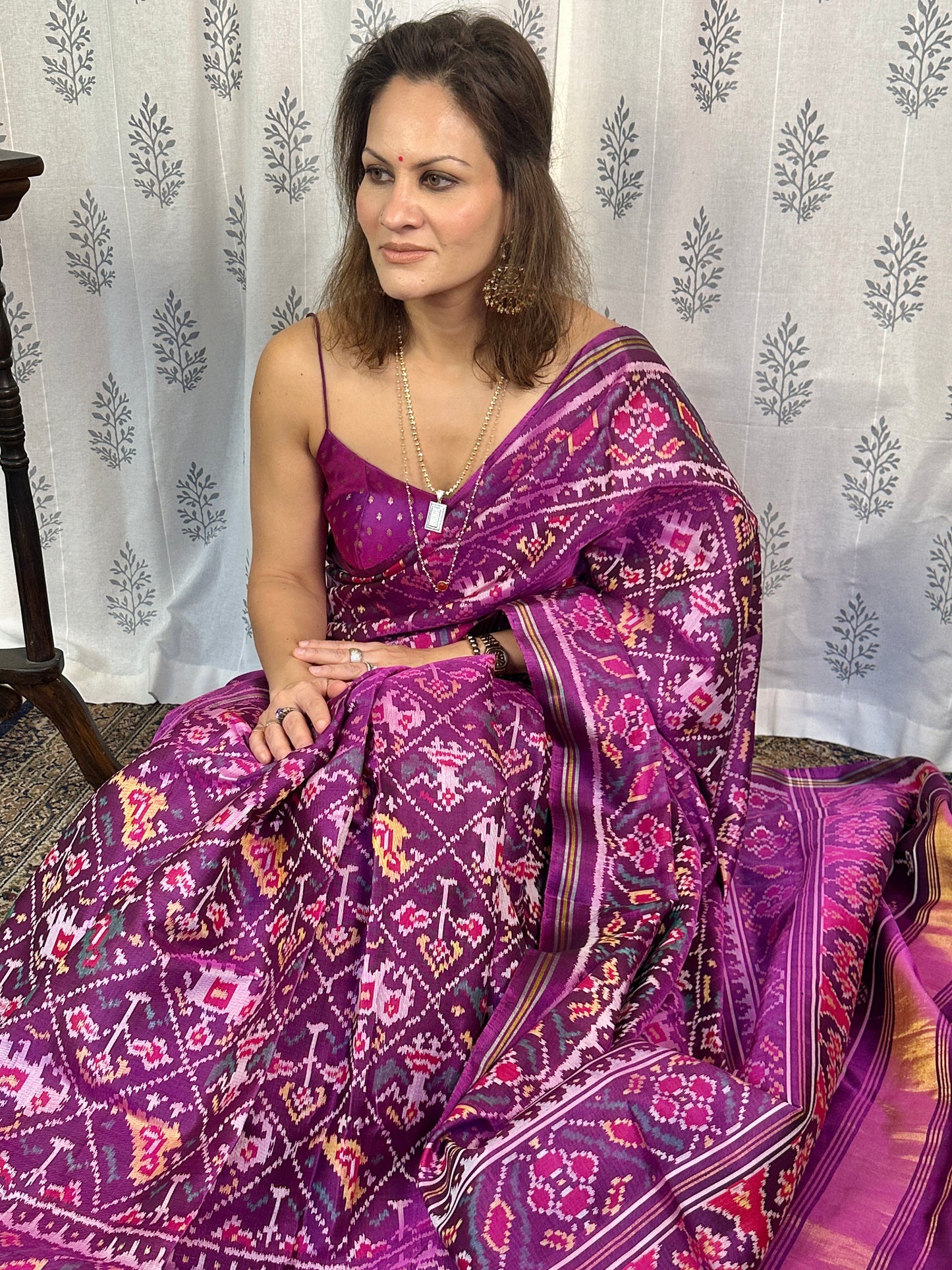 Purple Handwoven Pure Mulberry Silk Patola Saree