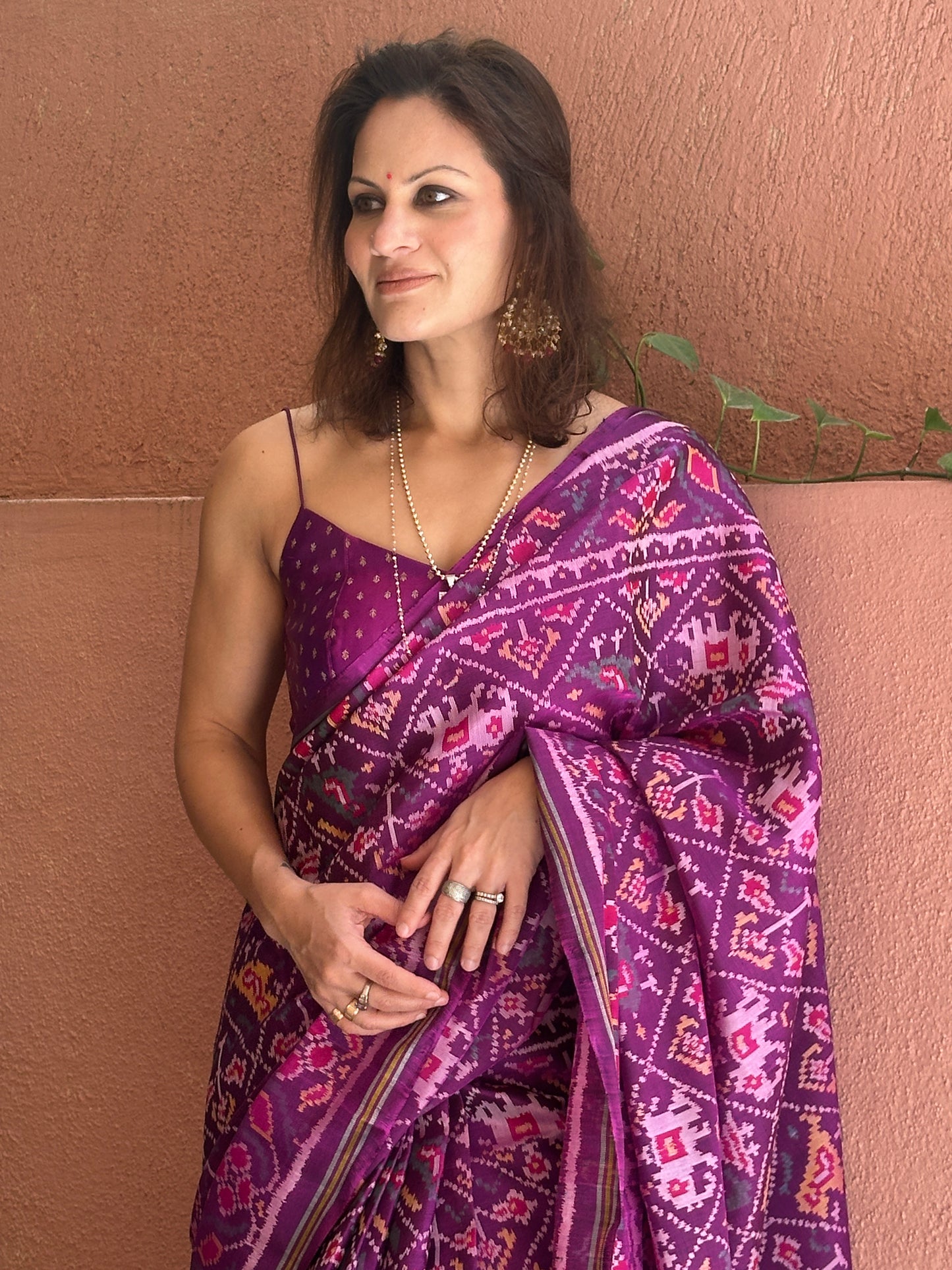 Purple Handwoven Pure Mulberry Silk Patola Saree