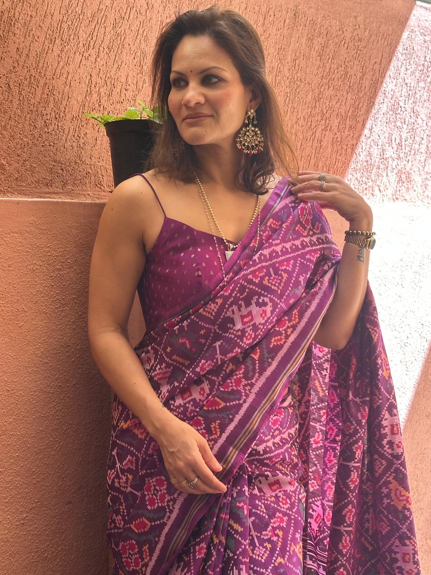 Purple Handwoven Pure Mulberry Silk Patola Saree