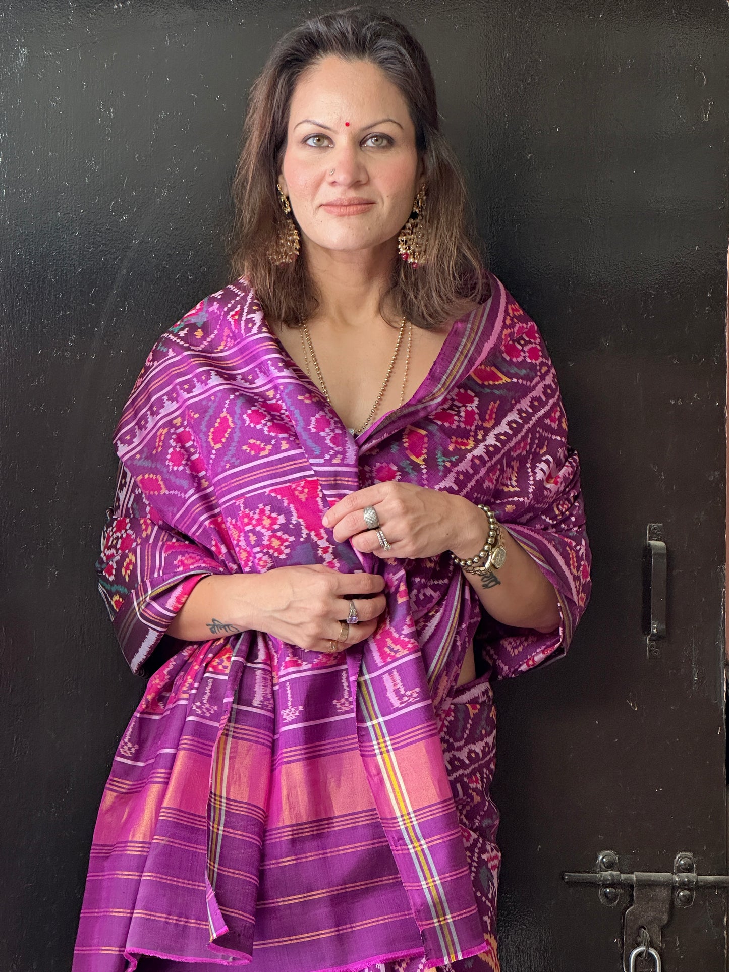 Purple Handwoven Pure Mulberry Silk Patola Saree