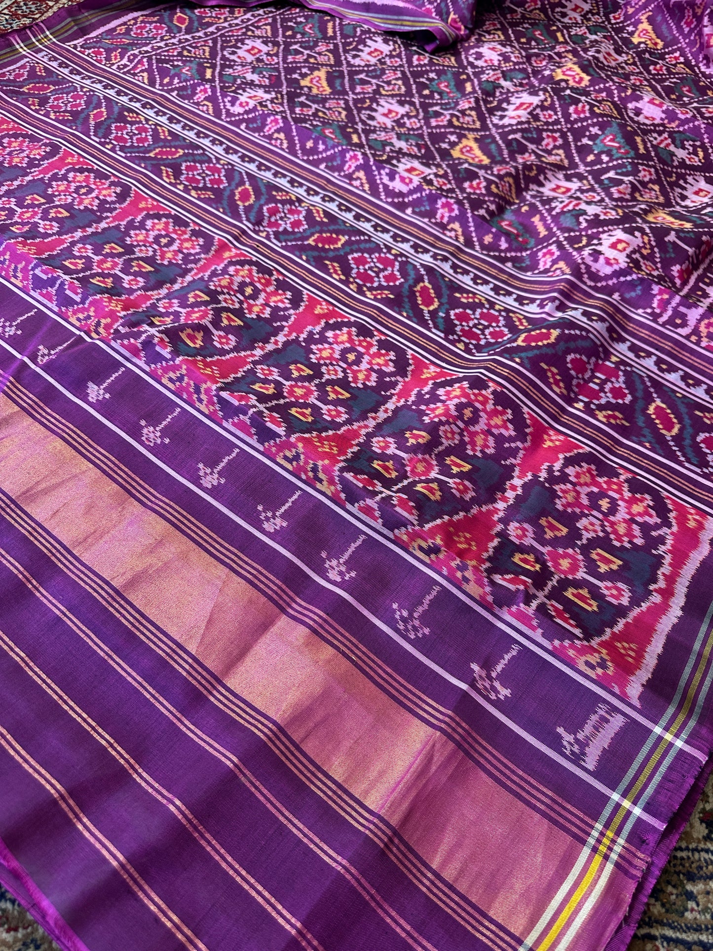 Purple Handwoven Pure Mulberry Silk Patola Saree