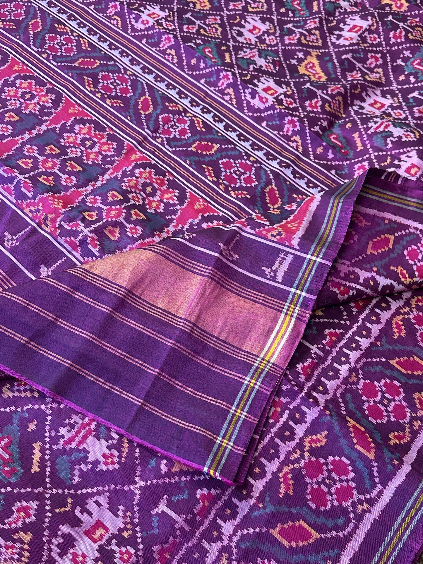 Purple Handwoven Pure Mulberry Silk Patola Saree
