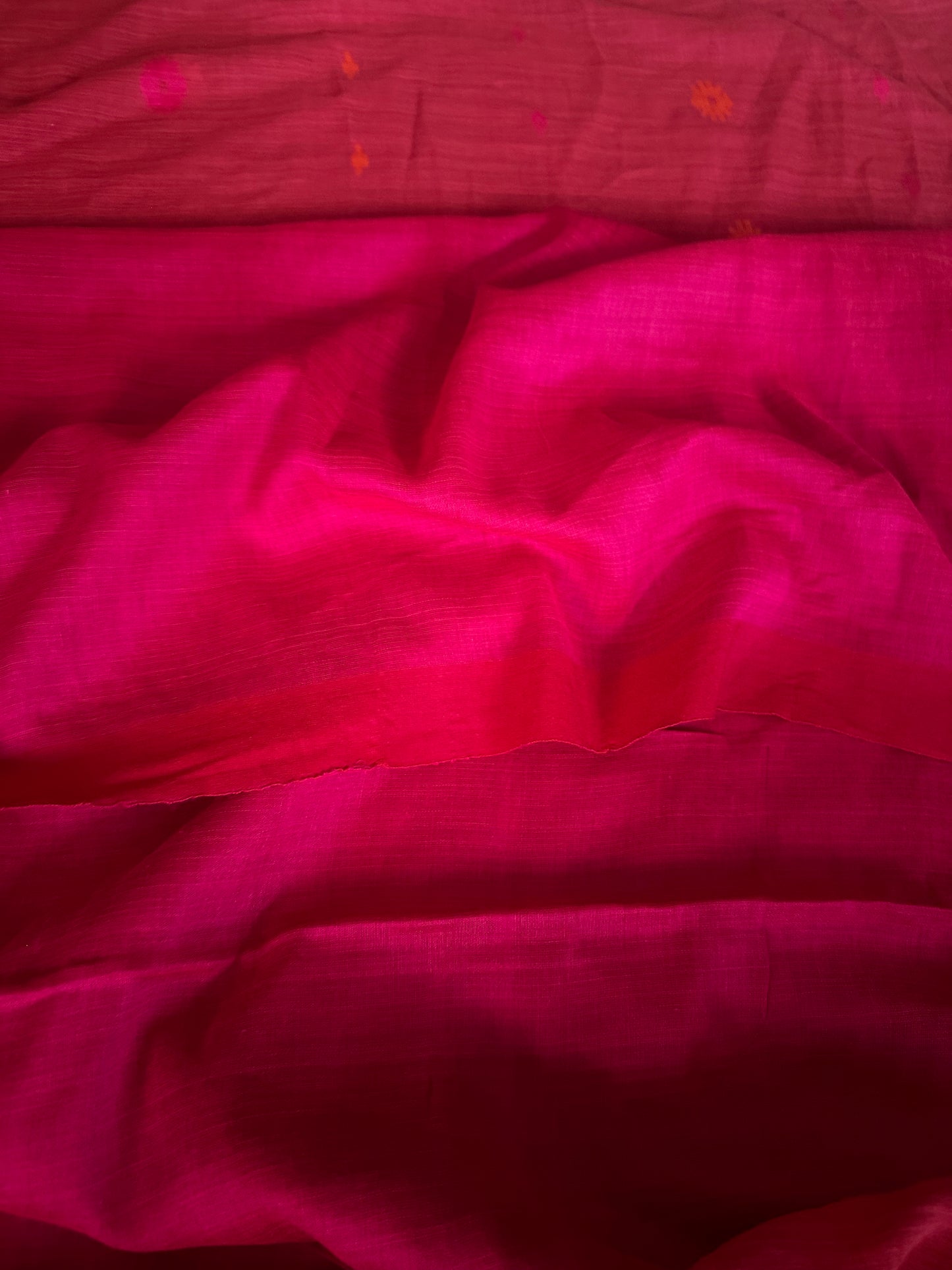 Pink Handloom Pure Soft Cotton Jamdani Sari with Woven Flowers