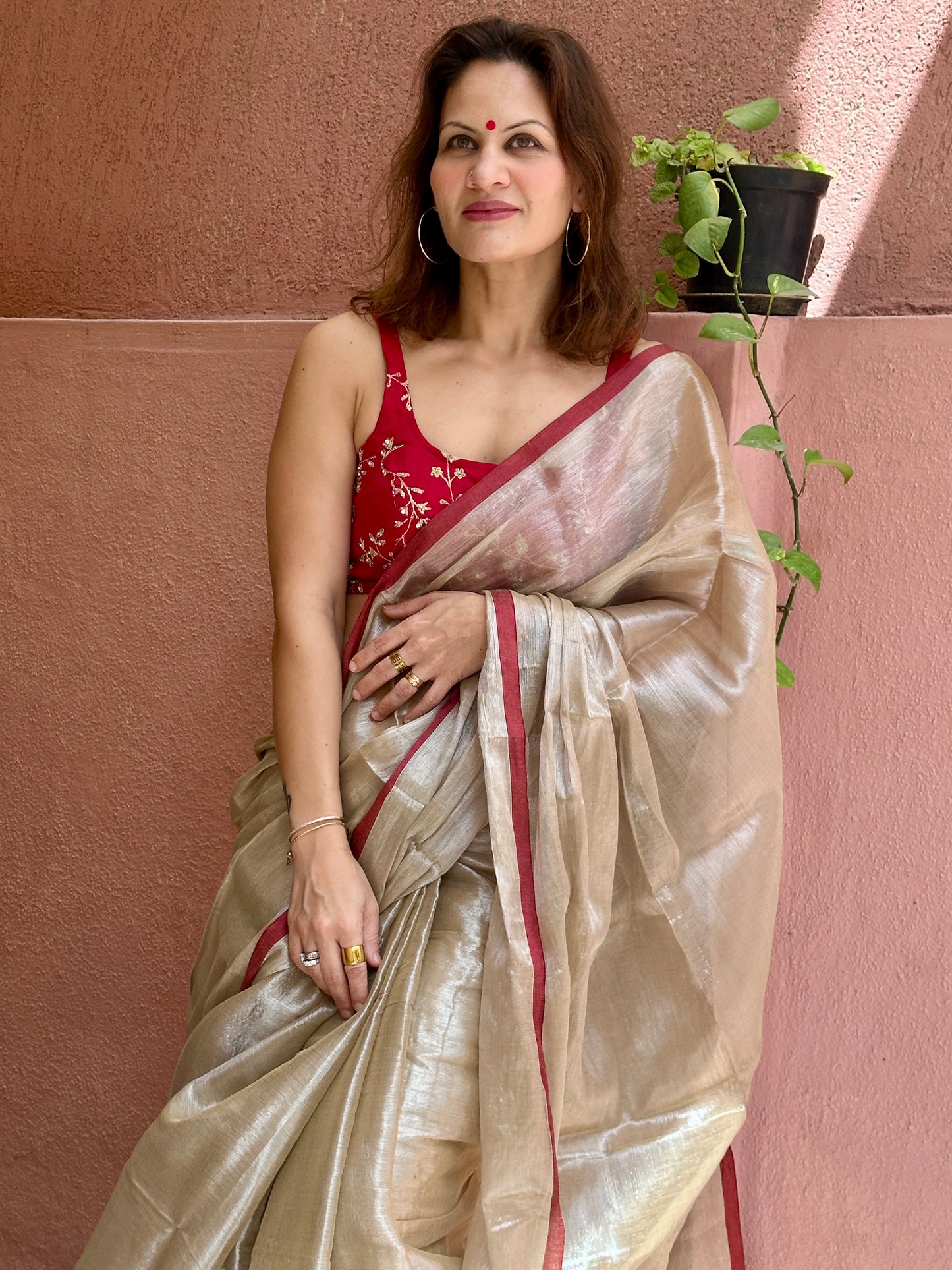 Cream & Silver Pure Mul Mul Handwoven Tissue Cotton Saree