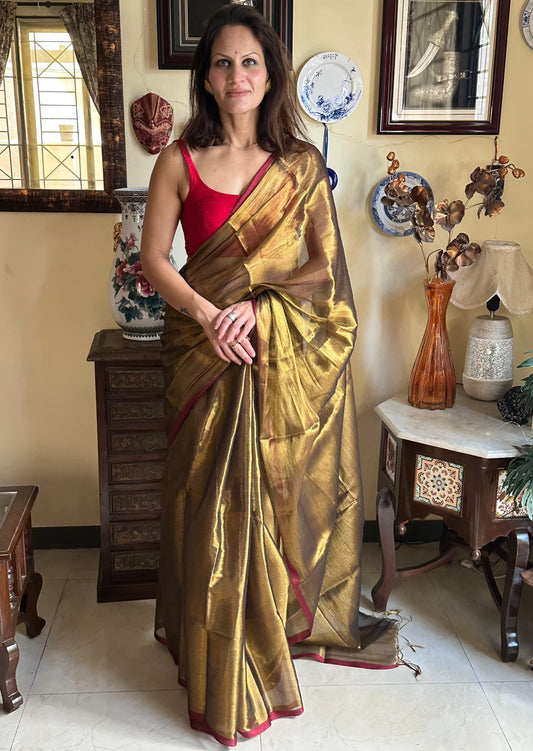 Discover the Beauty of Handwoven Tissue Sari Elegance