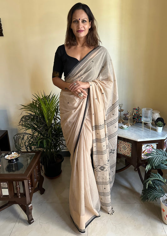 Hand Spun Pure Fine Cotton Jamdani - Raahini