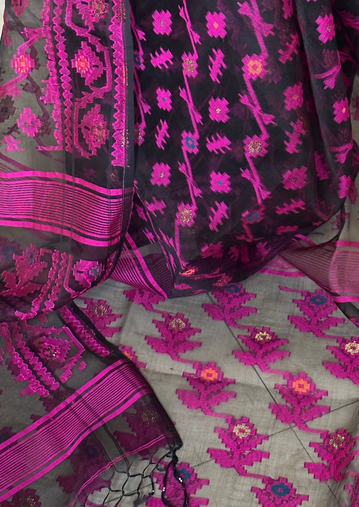 Pure Muslin Silk Handloom Jamdani - Raahini