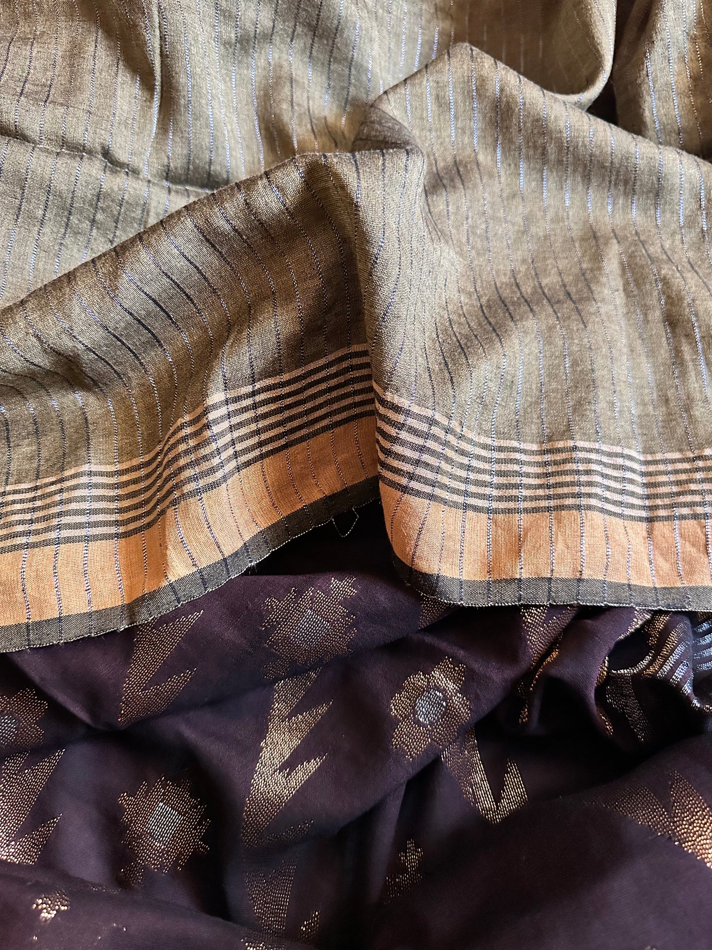 Brown Pure Cotton Jamdani with Intricate Zari Work Sari - Raahini