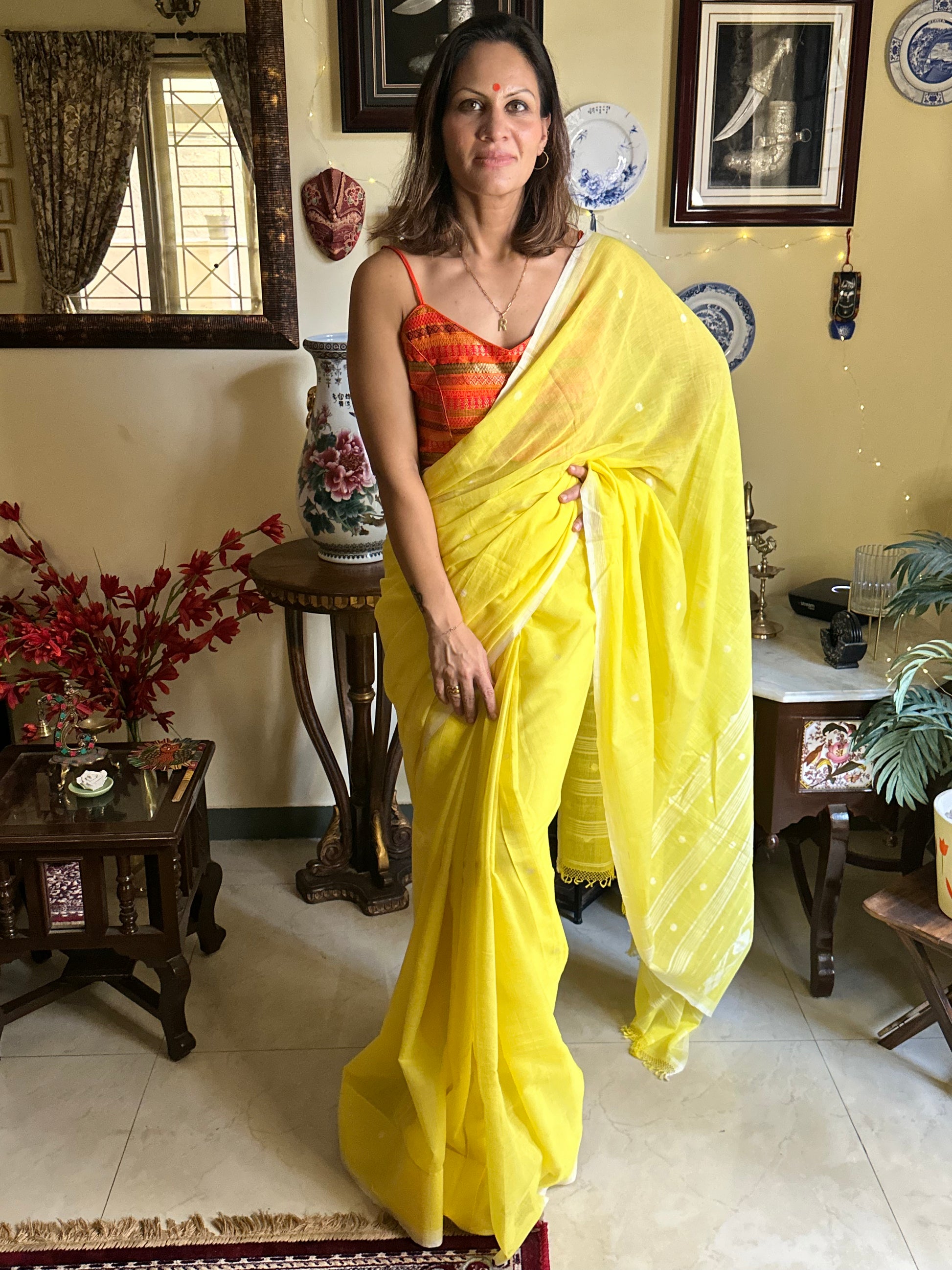 Hand Spun Pure Fine Cotton Jamdani - Raahini