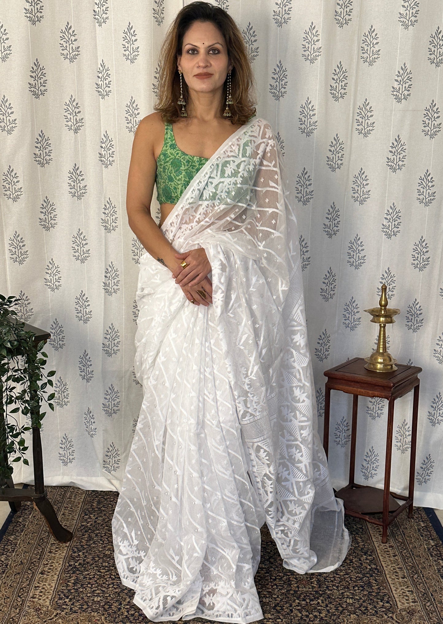 White Cotton Silk Jamdani Saree