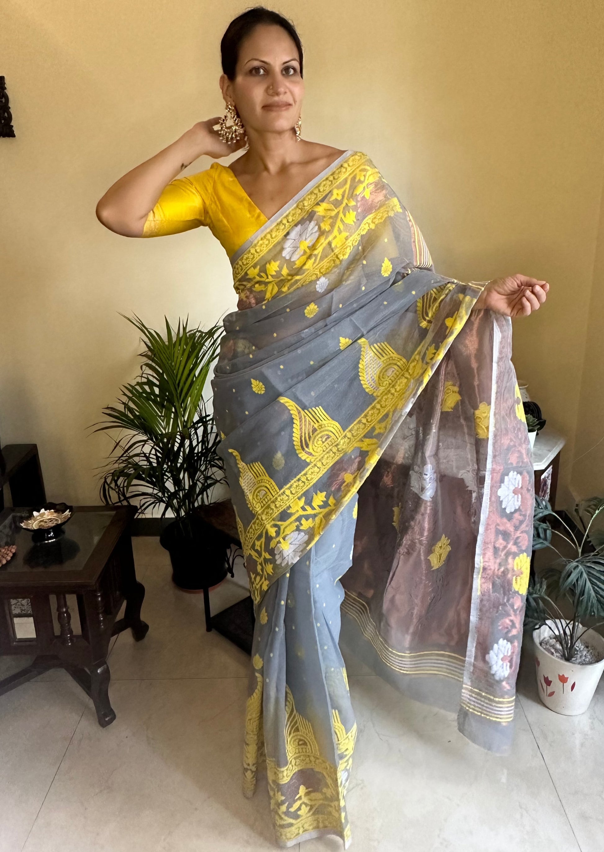 Jacquard Weaving Cotton Silk Jamdani - Raahini