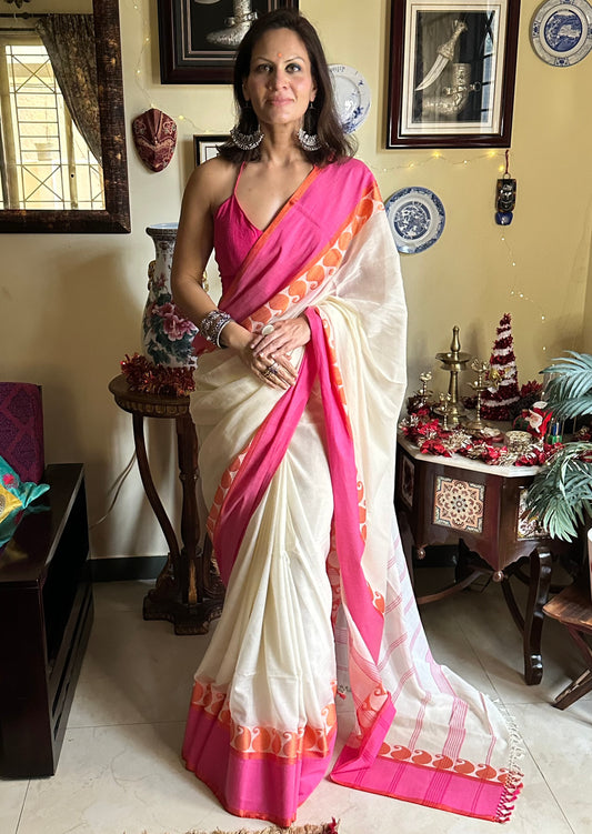 Handloom Soft Bengal Cotton Sari - Raahini