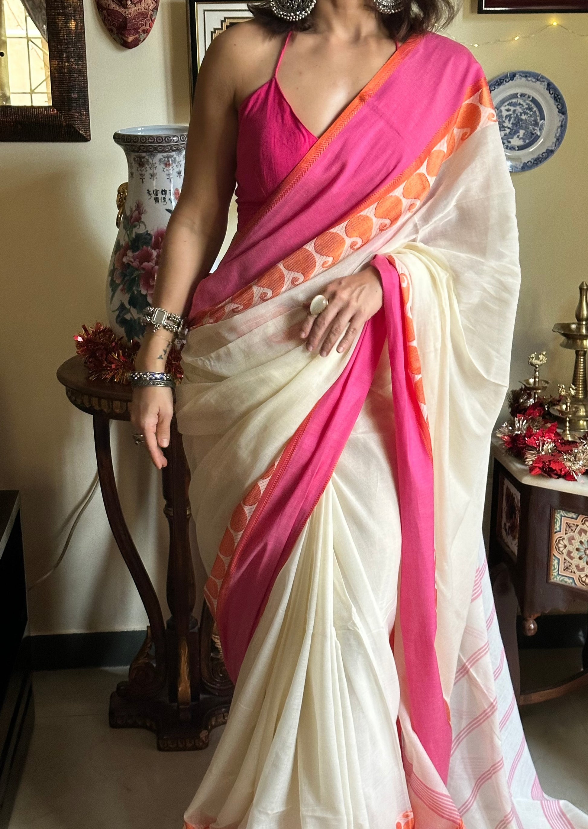 Handloom Soft Bengal Cotton Sari - Raahini