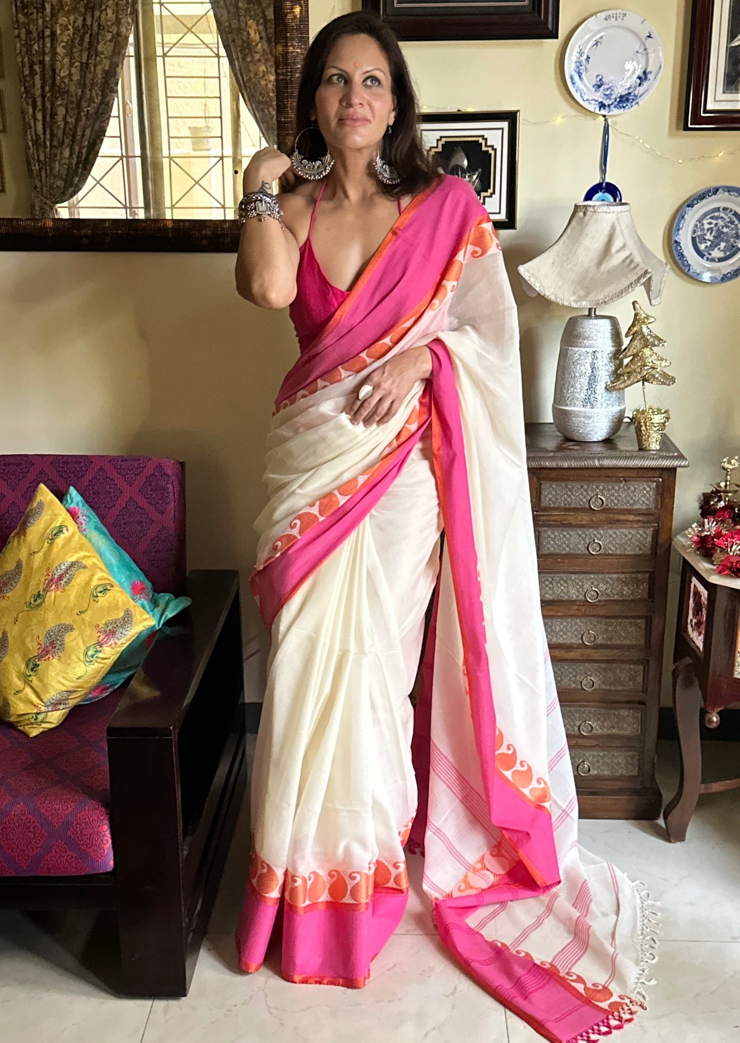 Handloom Soft Bengal Cotton Sari - Raahini