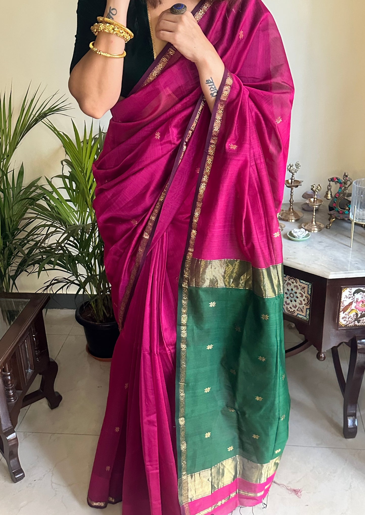 Handloom Pure Maheshwari Sari - Raahini