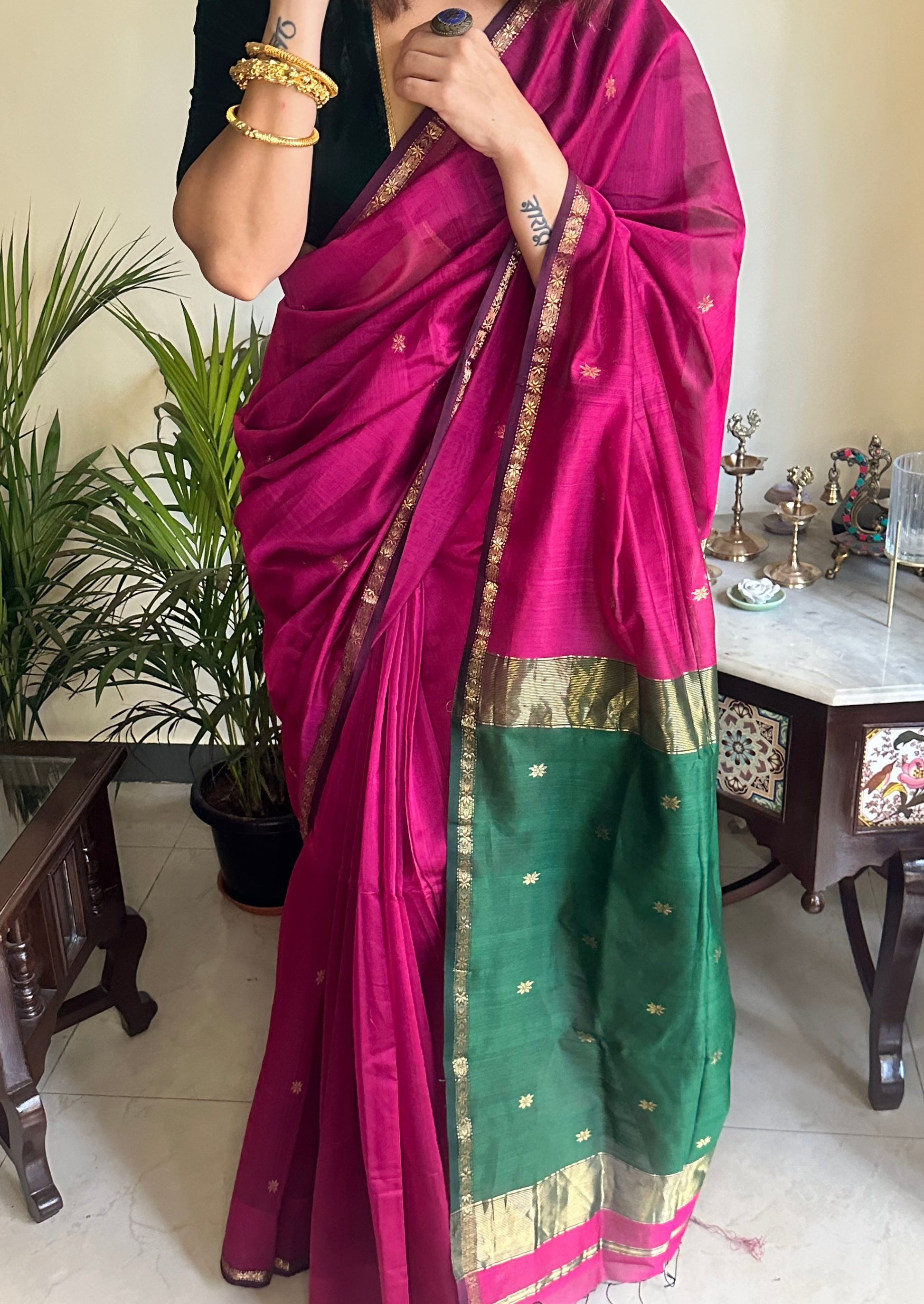 Handloom Pure Maheshwari Sari - Raahini