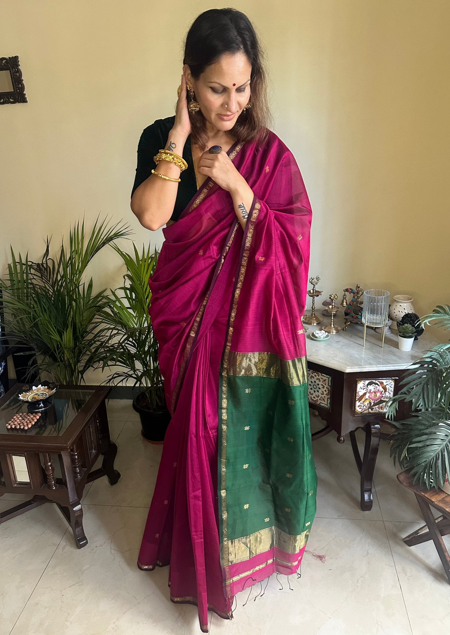 Handloom Pure Maheshwari Sari - Raahini