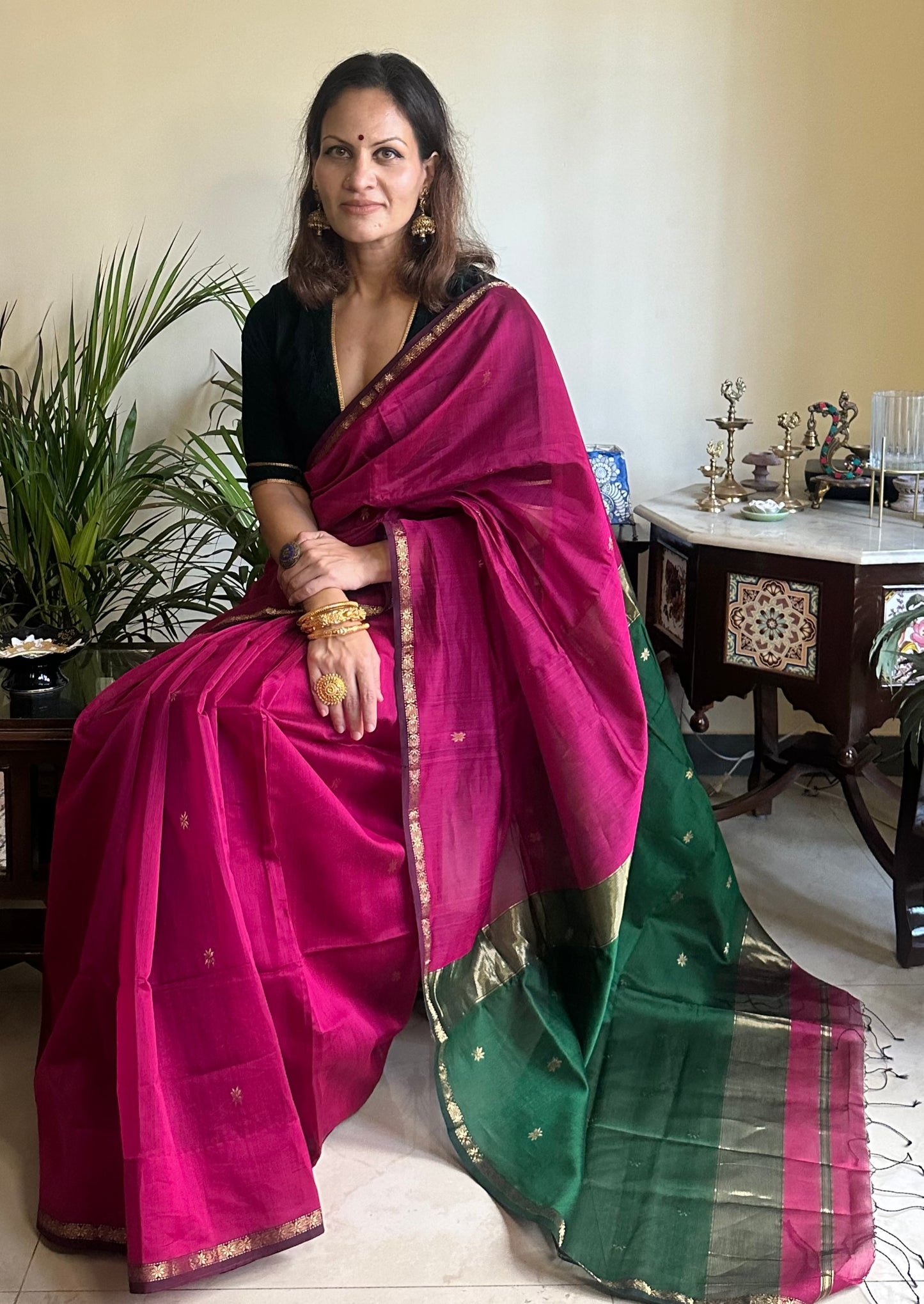 Handloom Pure Maheshwari Sari - Raahini