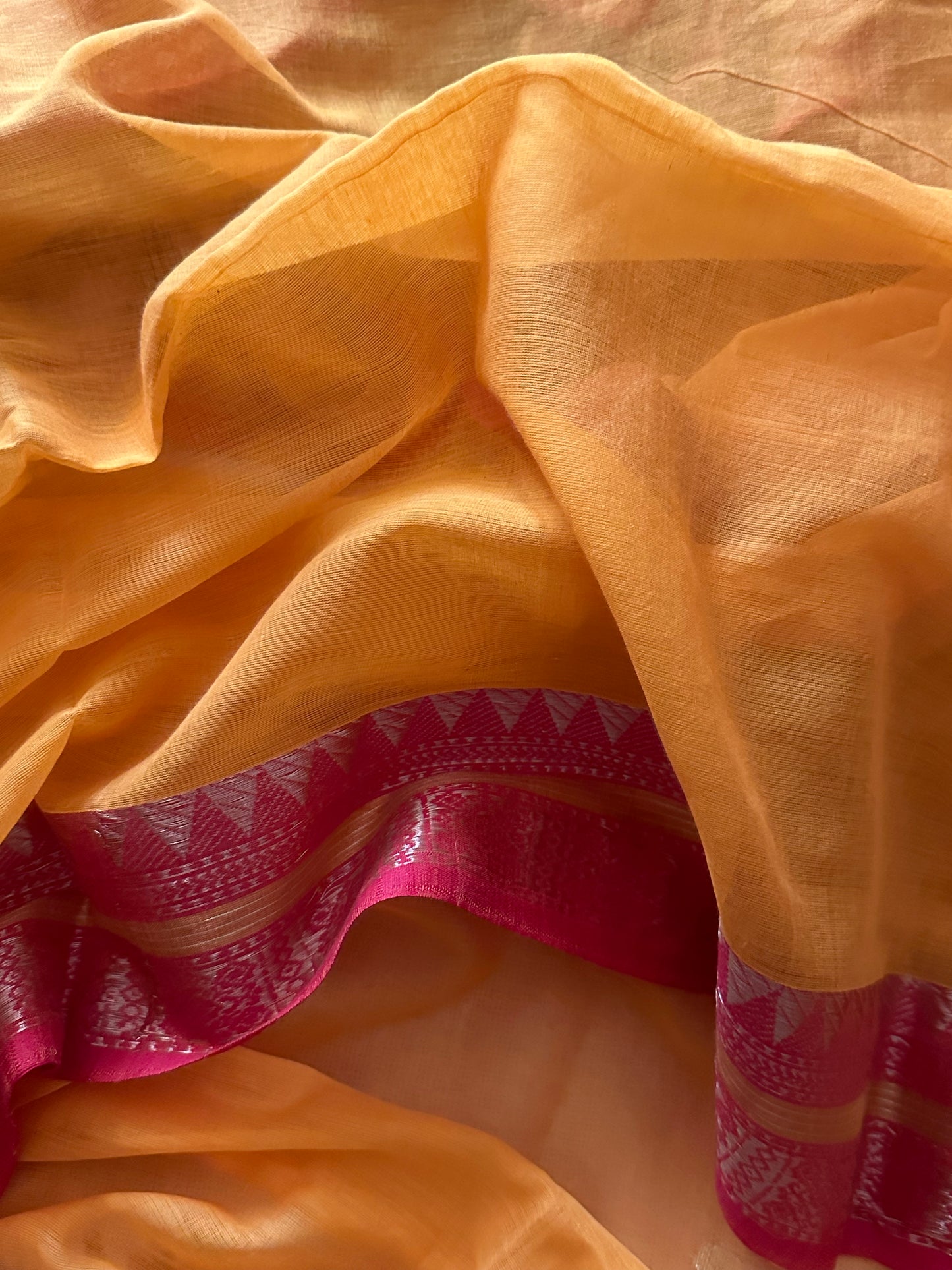 Yellow Pure Cotton Baluchari Sari with Gold & Copper Zari Work - Raahini