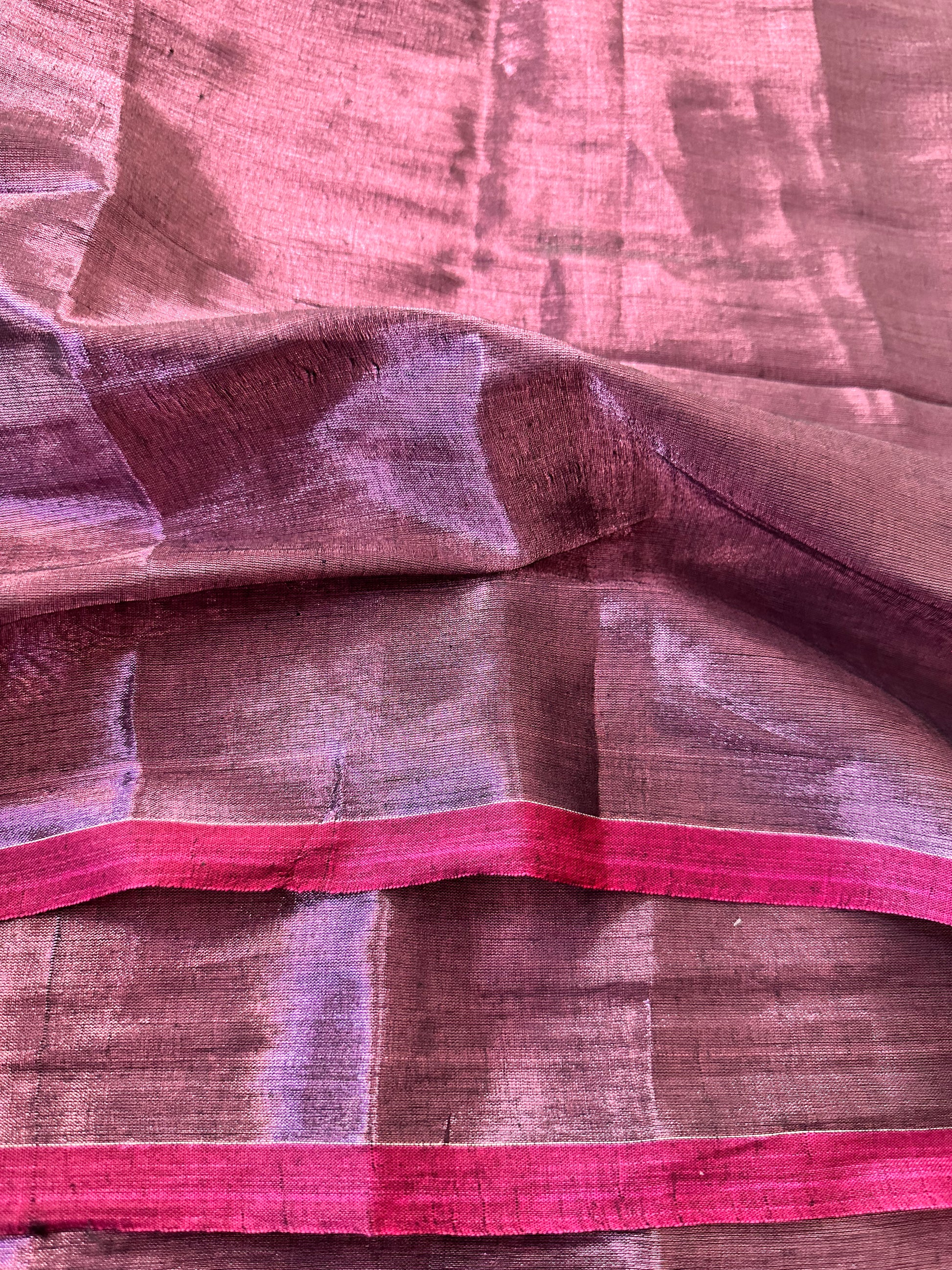 Purple Pure Mul Mul Handwoven Tissue Cotton Sari - Raahini