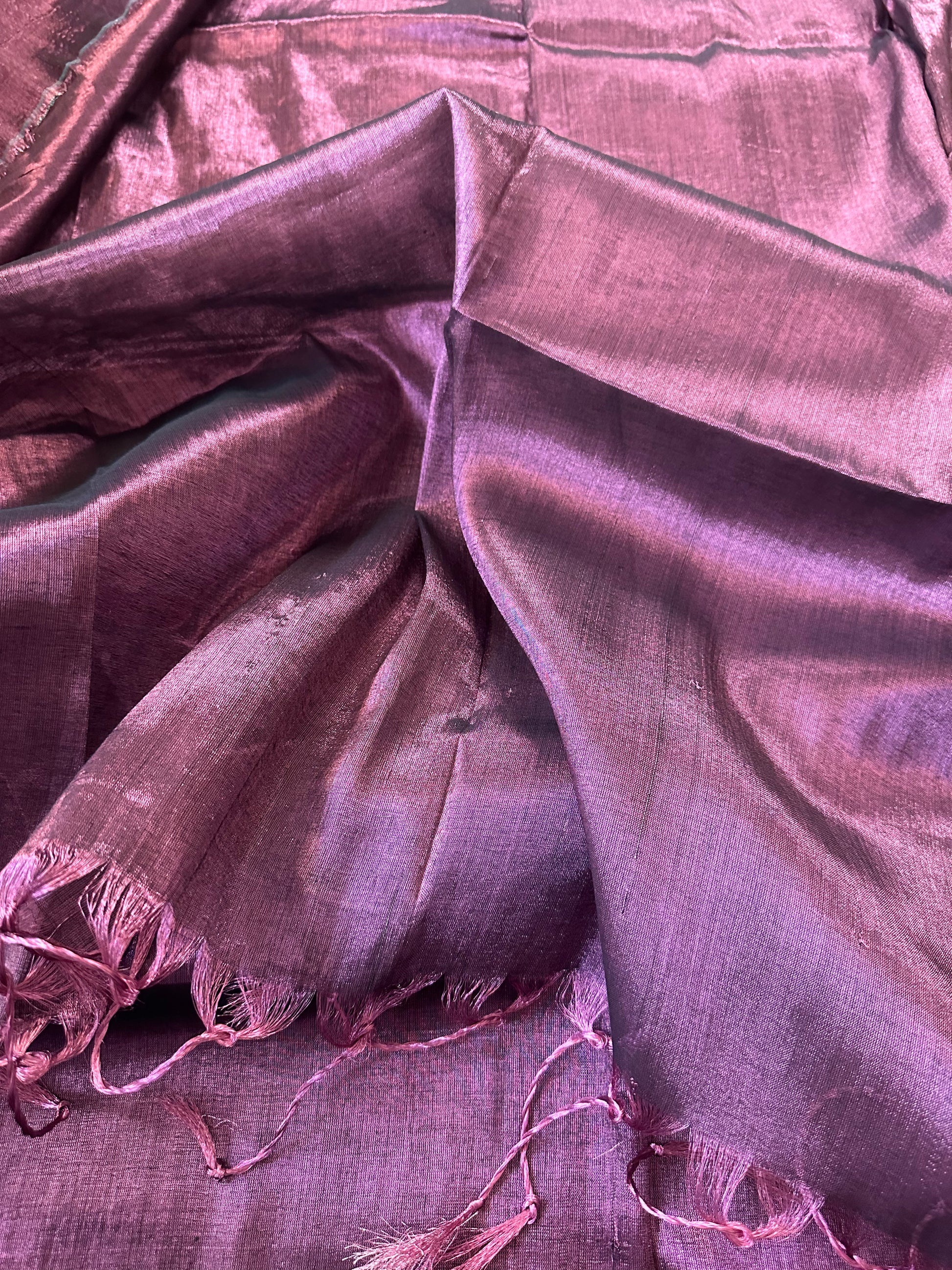 Purple Pure Mul Mul Handwoven Tissue Cotton Sari - Raahini