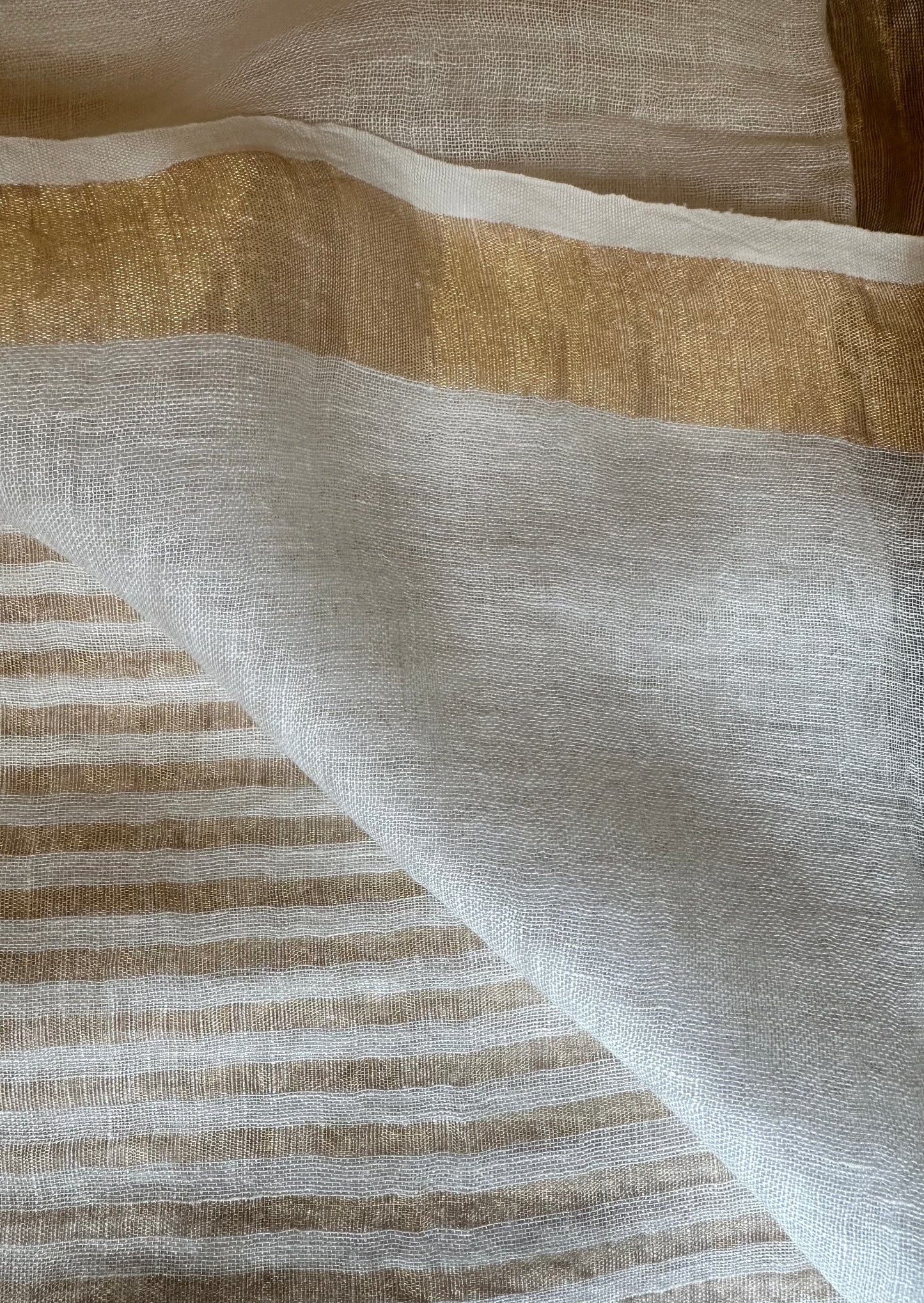 Pure Linen with Gold Zari Stripes - Raahini