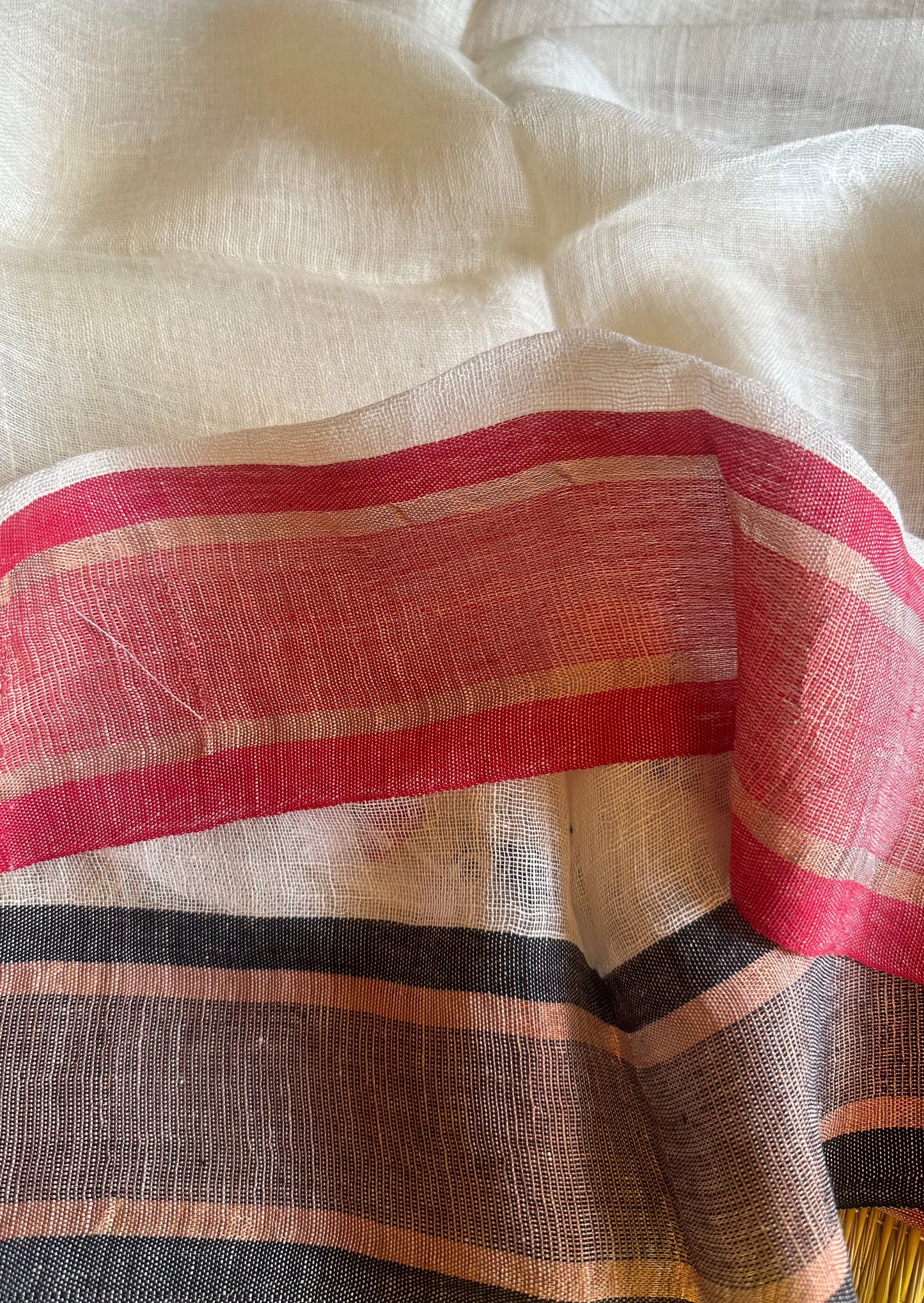 Pure Linen with Red & Black Border - Raahini