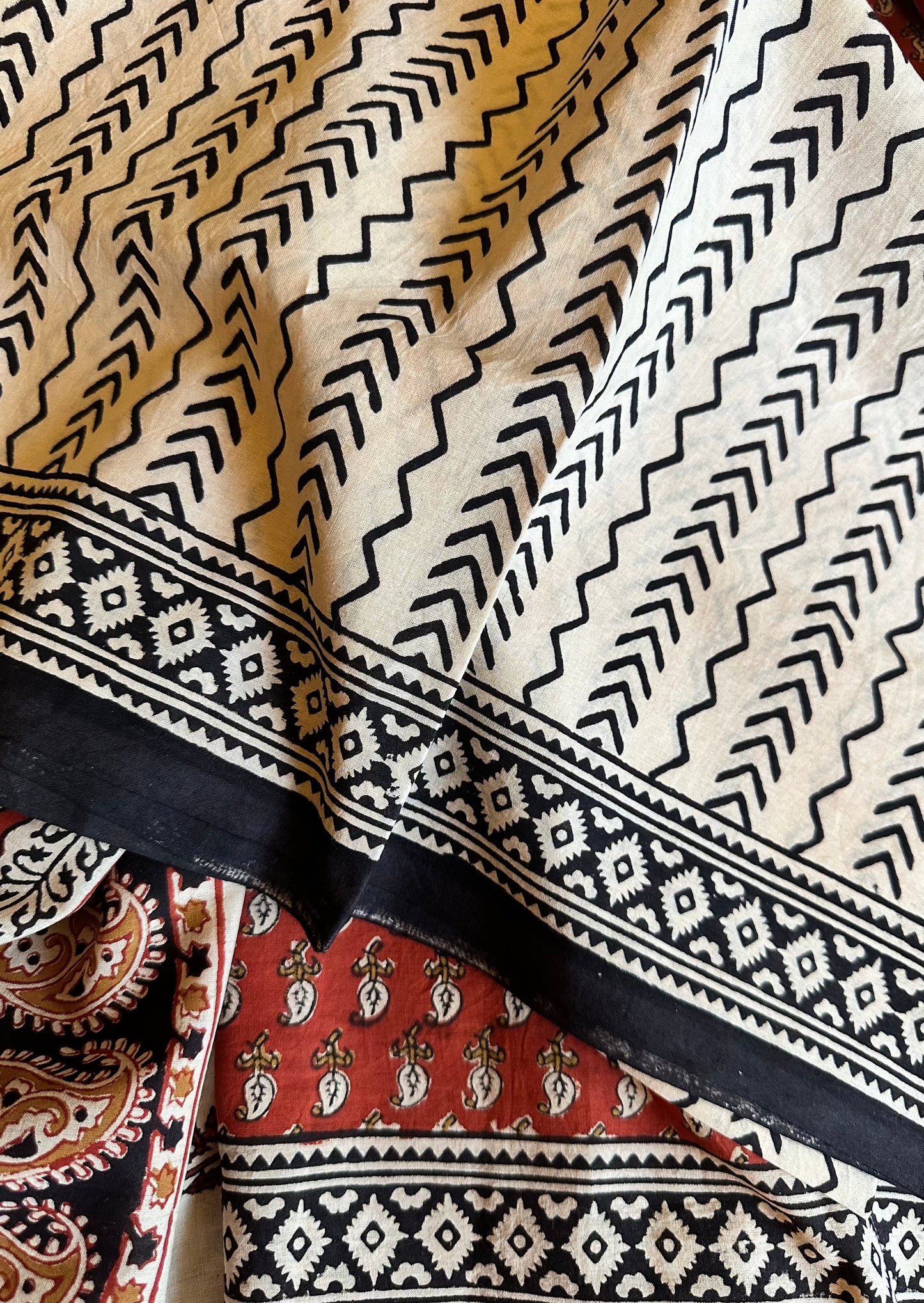 Mul Mul Cotton Hand block Bagru Print Sari - Raahini