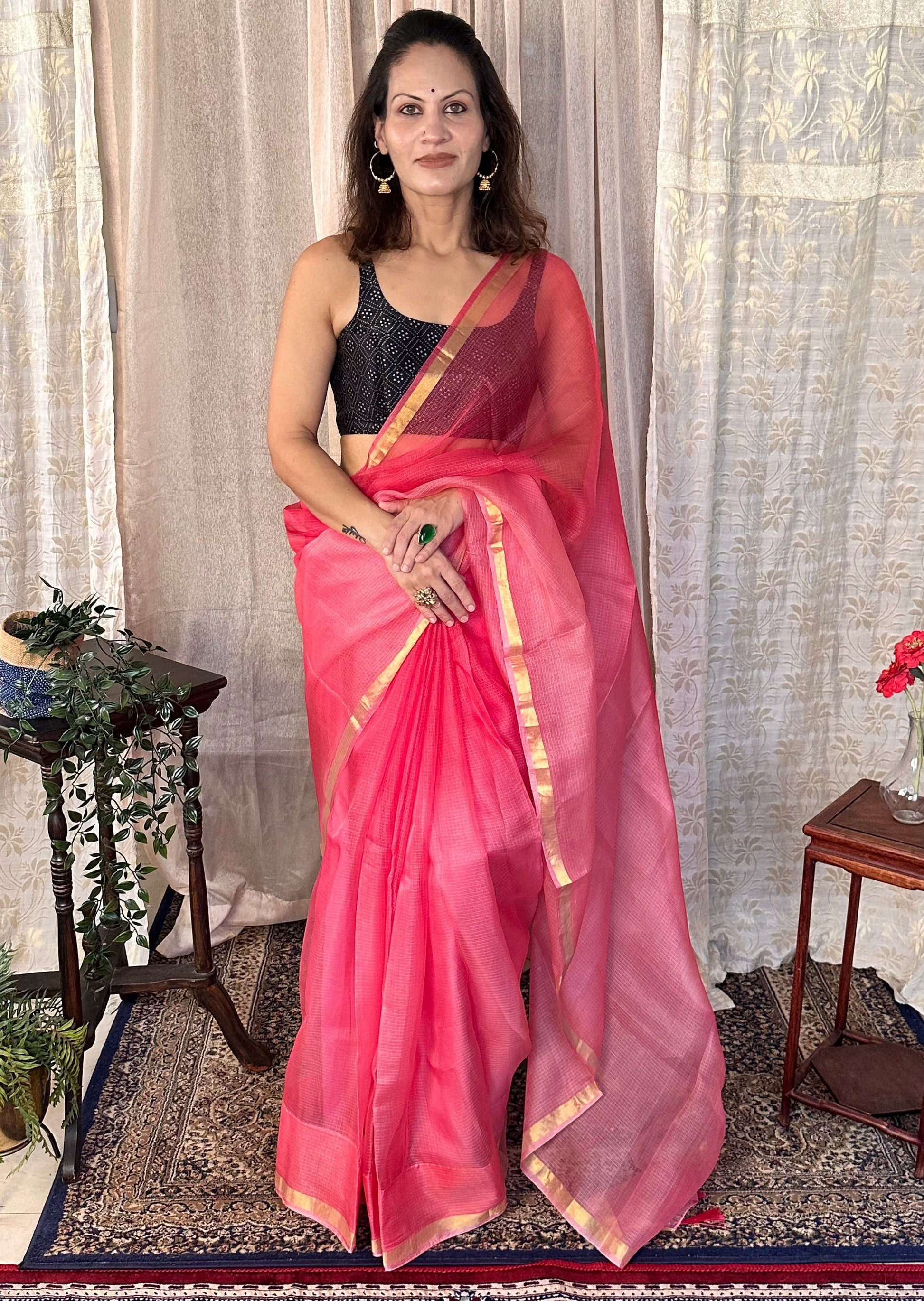 Pink Dual Shade Kota Silk Sari - Raahini