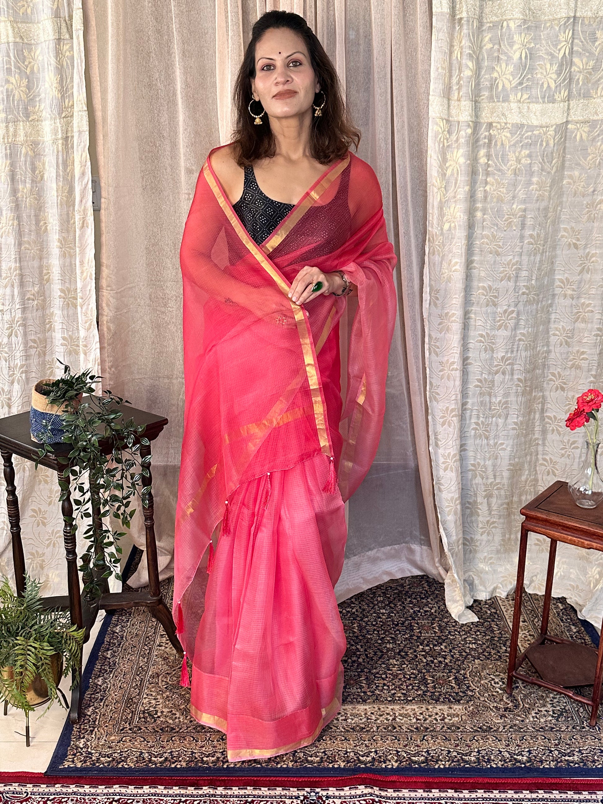 Pink Dual Shade Kota Silk Sari - Raahini